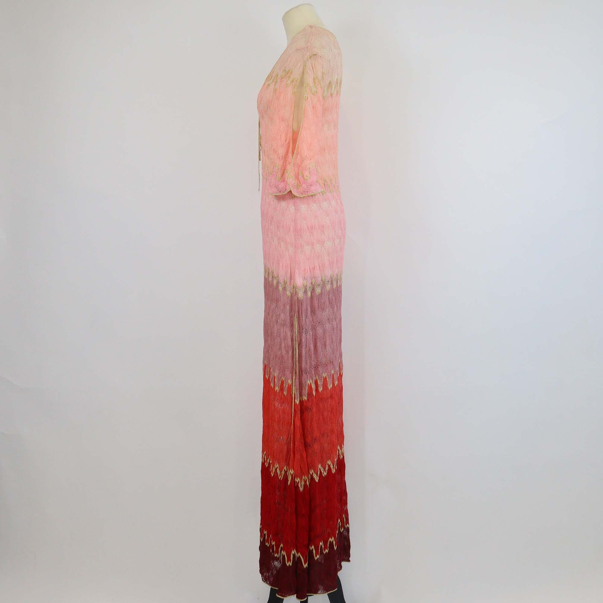 Missoni Mare Multicolor Viscose Crochet Short Sleeve Dress