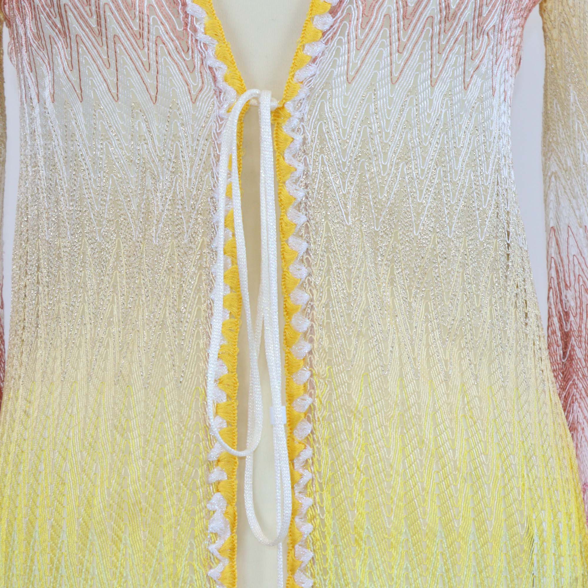 Missoni Mare Multicolor Viscose Chevron Pattern Knit Beach Cover Up Robe