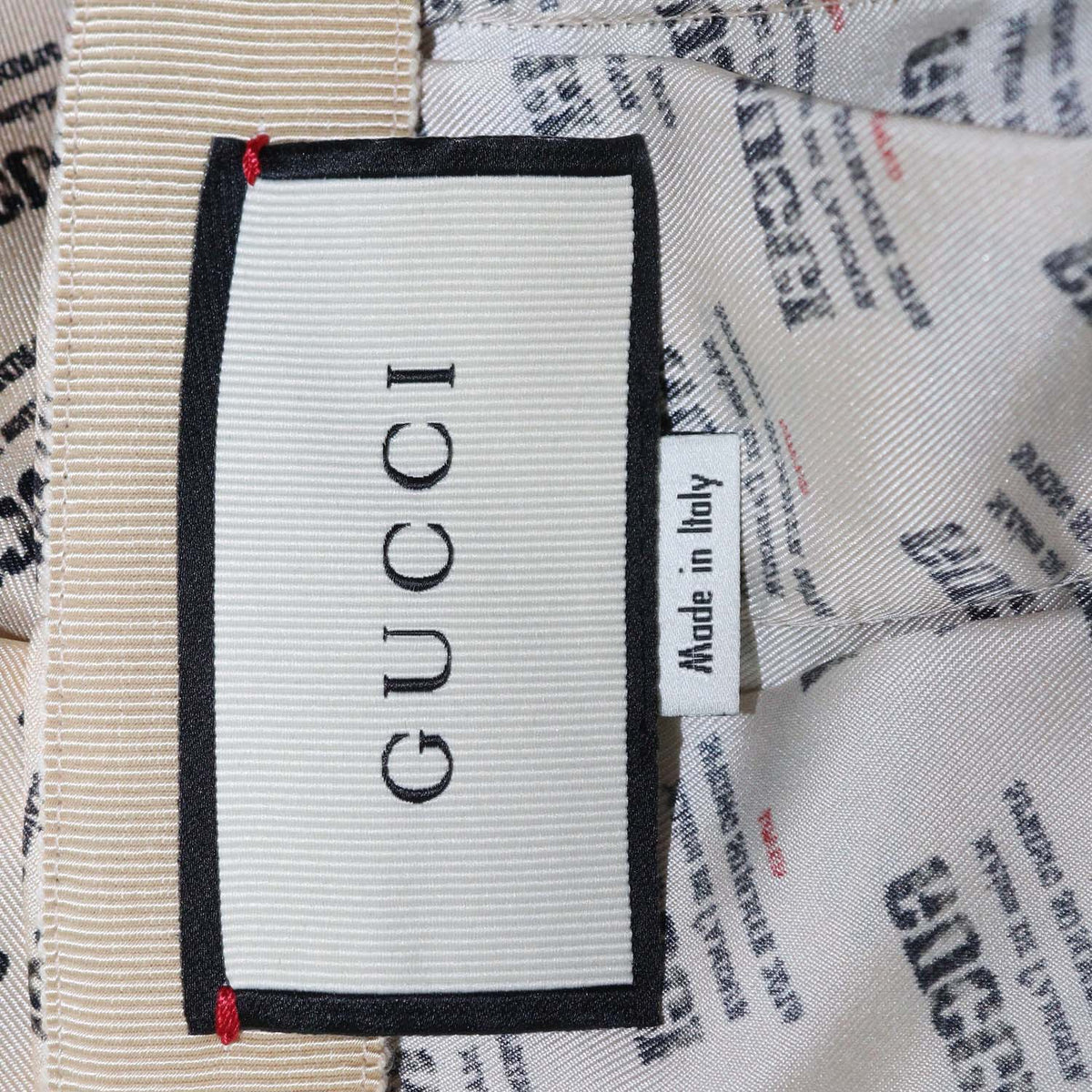 Gucci Beige Silk Invite Stamp Print Pleated Midi Skirt