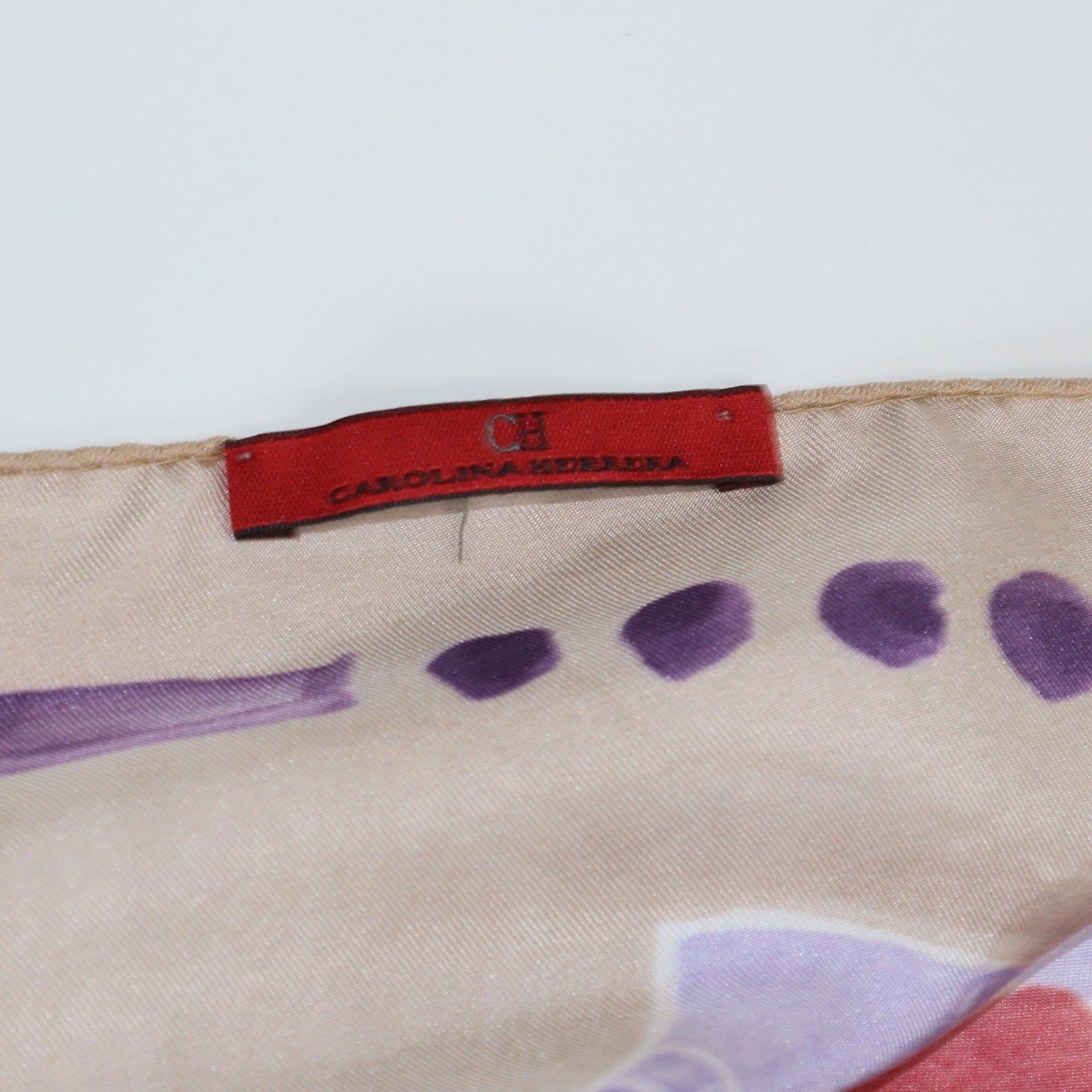 CH Carolina Herrera Brown/Multicolor Printed Square Scarf Womens CH Caroline Herrera