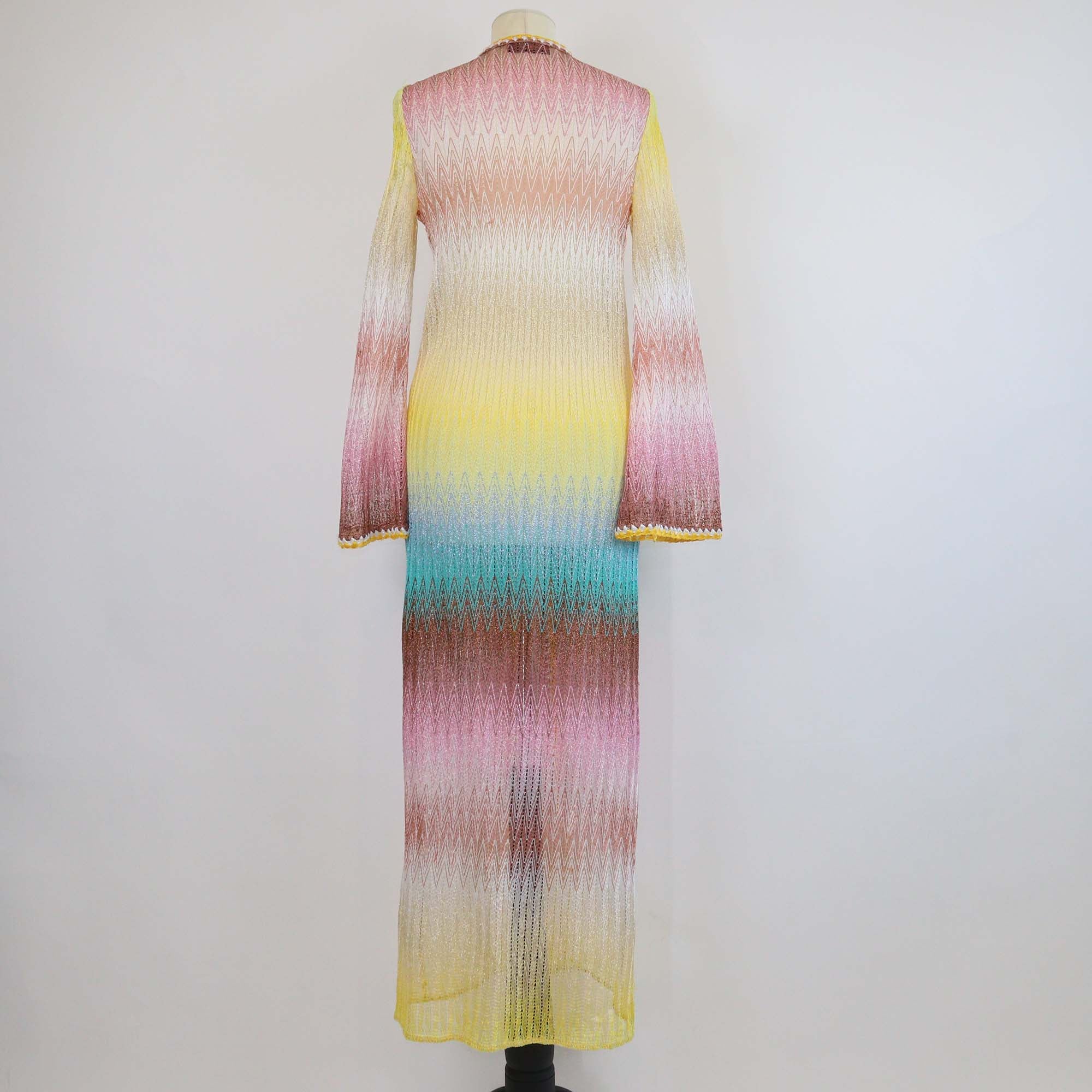 Missoni Mare Multicolor Viscose Chevron Pattern Knit Beach Cover Up Robe