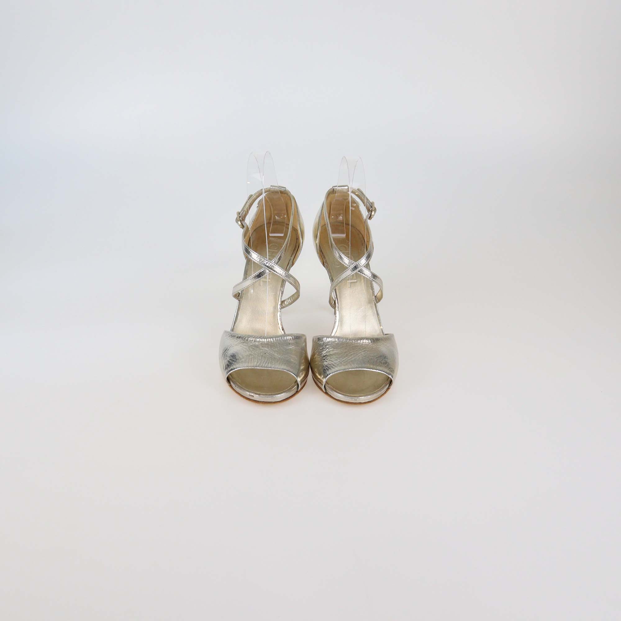 Chanel Gold Leather Multi Strap Sandals