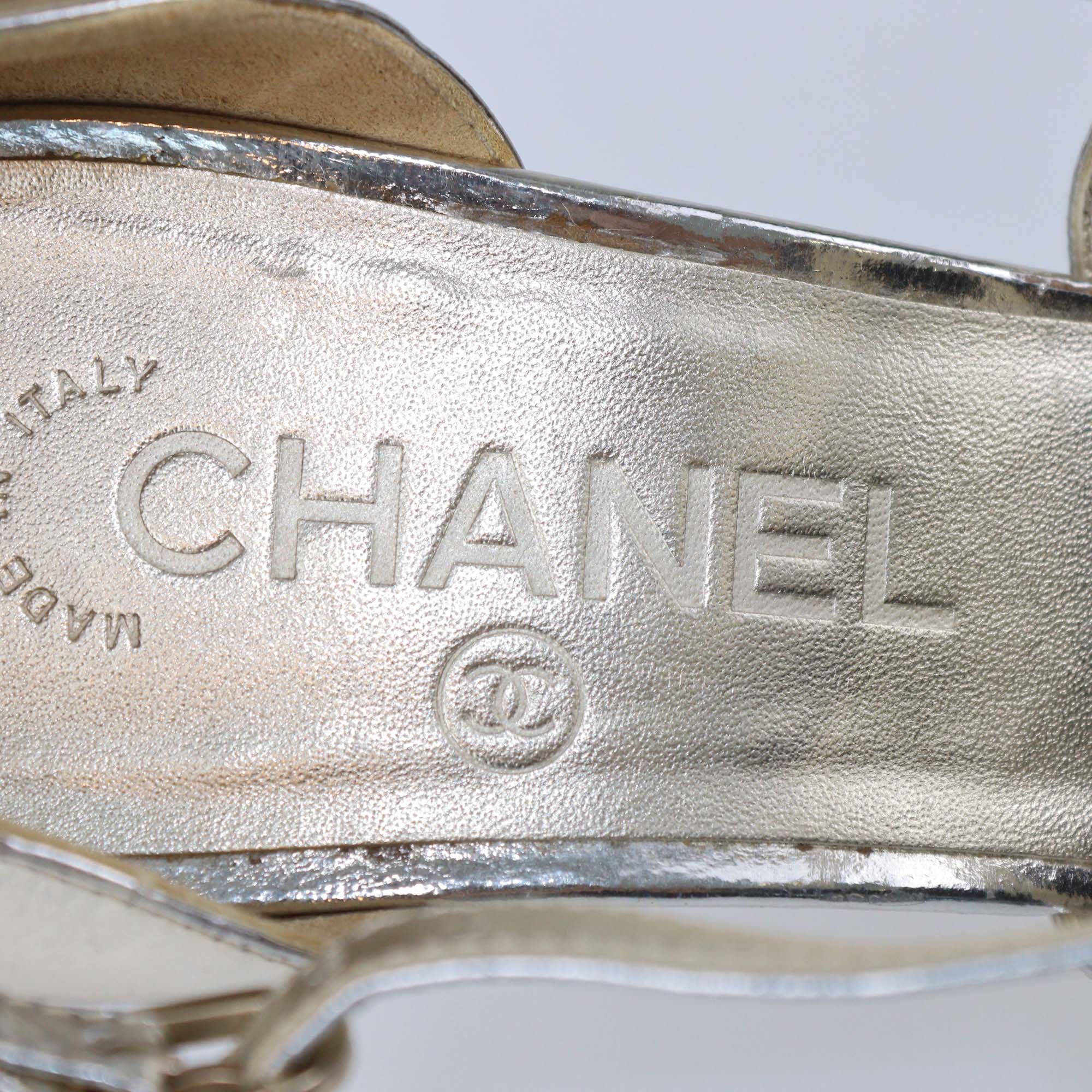 Chanel Gold Leather Multi Strap Sandals