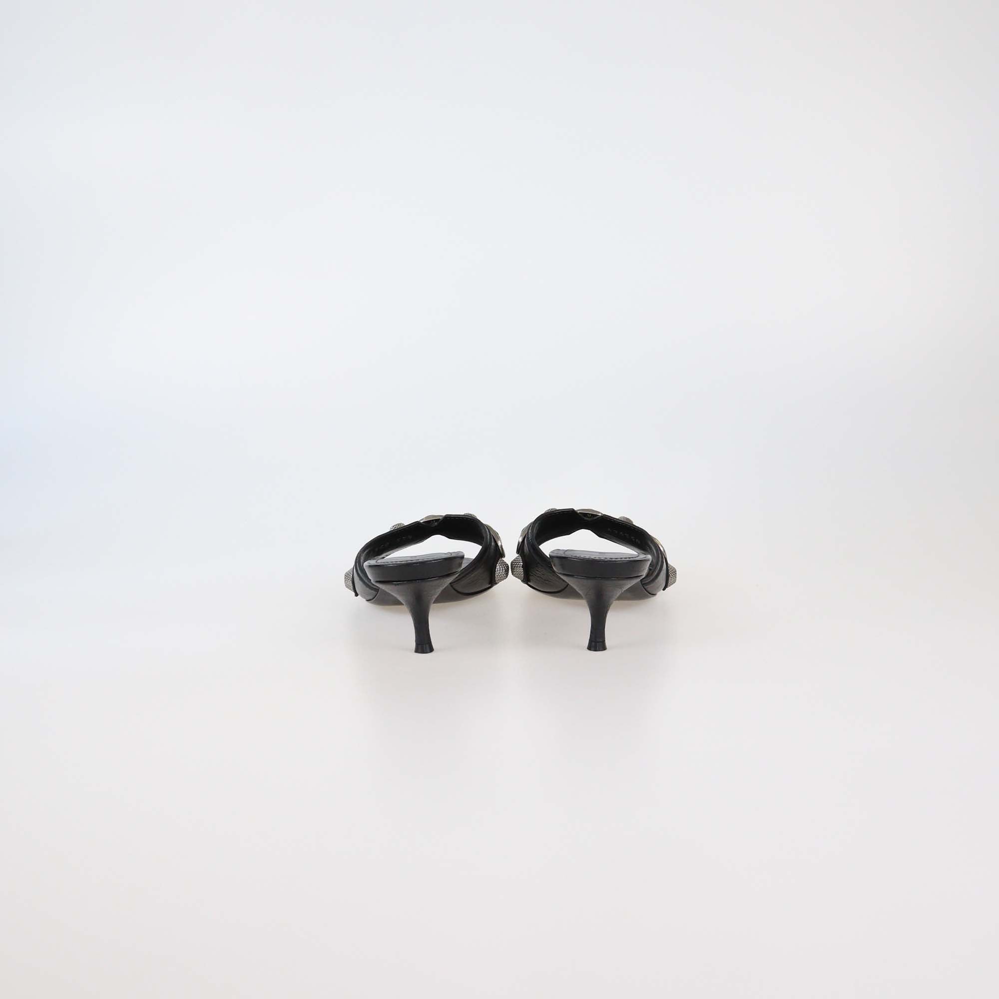 Balenciaga Black Leather Le Cagole Slide Sandals