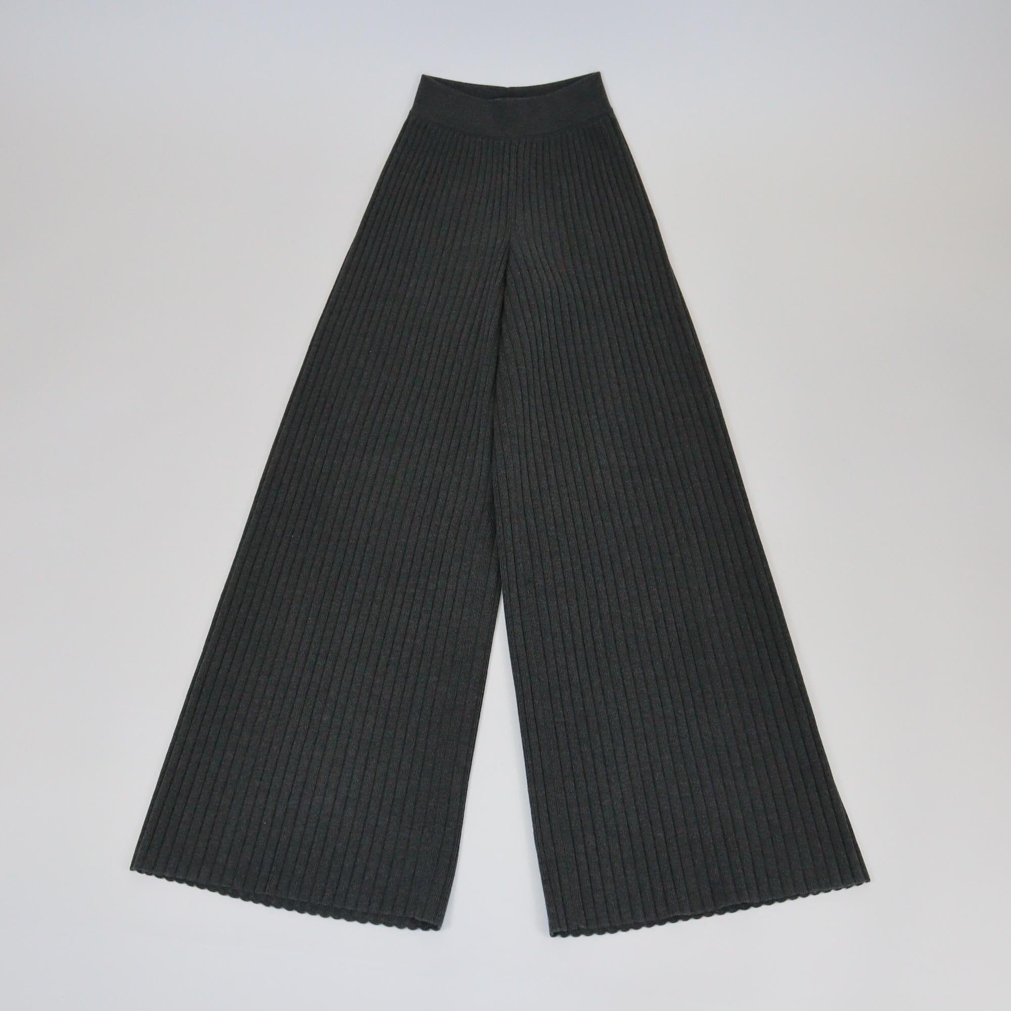 Stella McCartney Dark Grey Elastic Waits Knit Wide Leg Pants Womens Stella McCatney