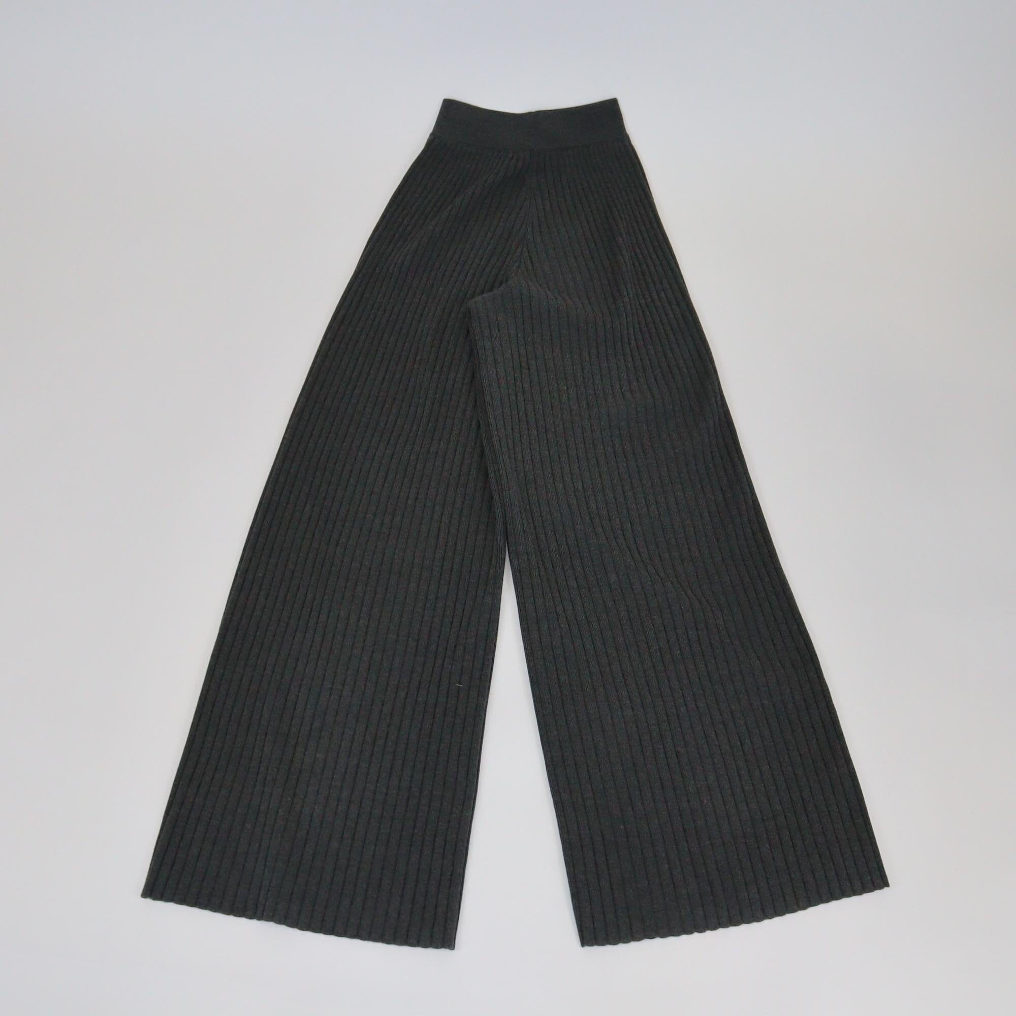 Stella McCartney Dark Grey Elastic Waits Knit Wide Leg Pants Womens Stella McCatney