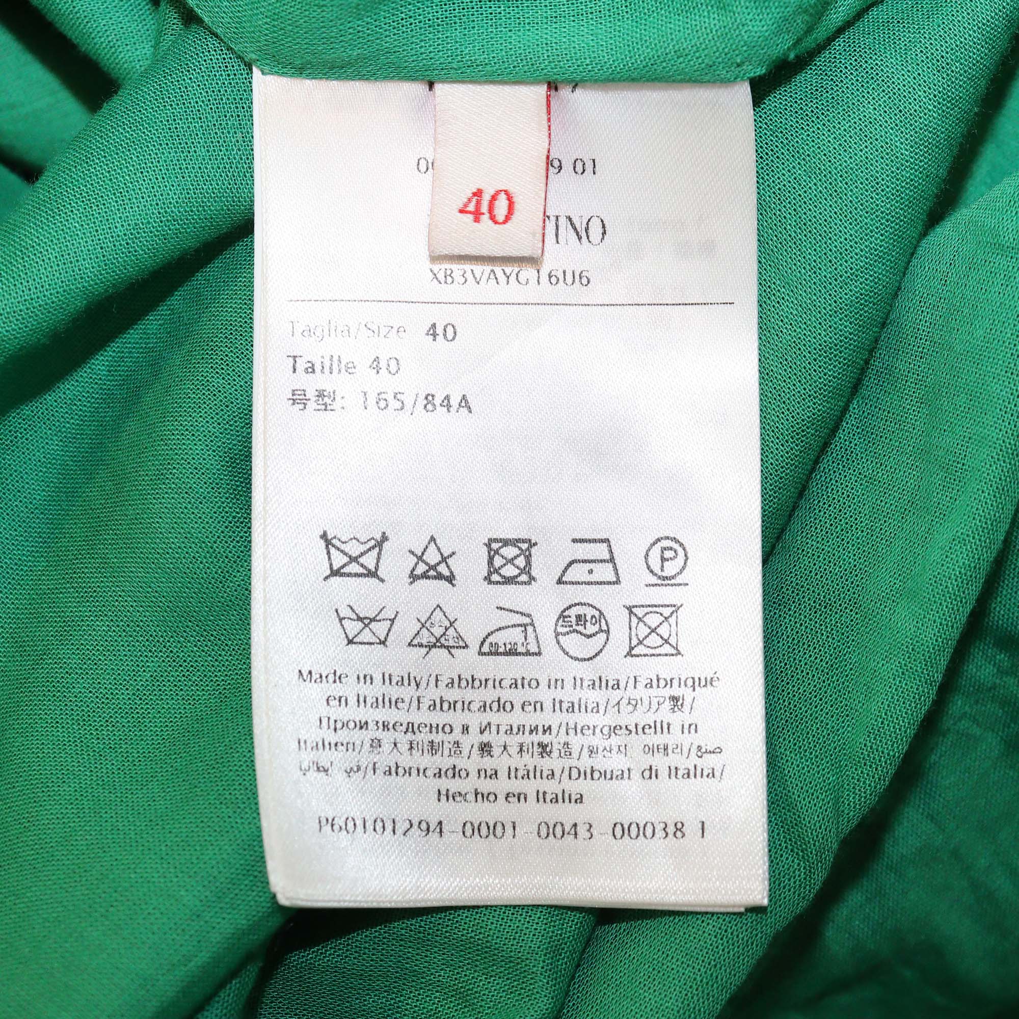 Valentino Green Cotton Lace Pattern Sleeveless Long Dress