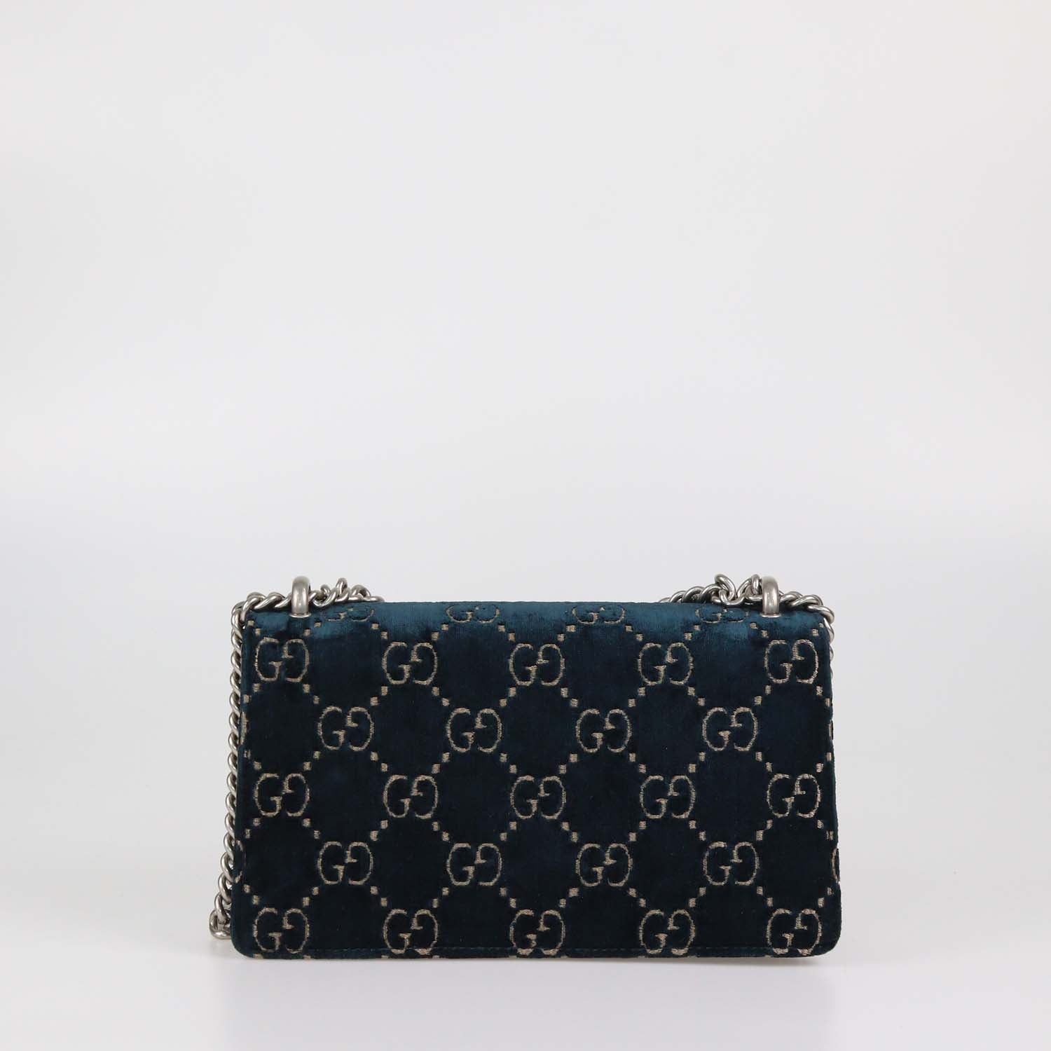 Gucci Teal/Black GG Velvet and Leather Small Rectangular Dionysus Shoulder Bag