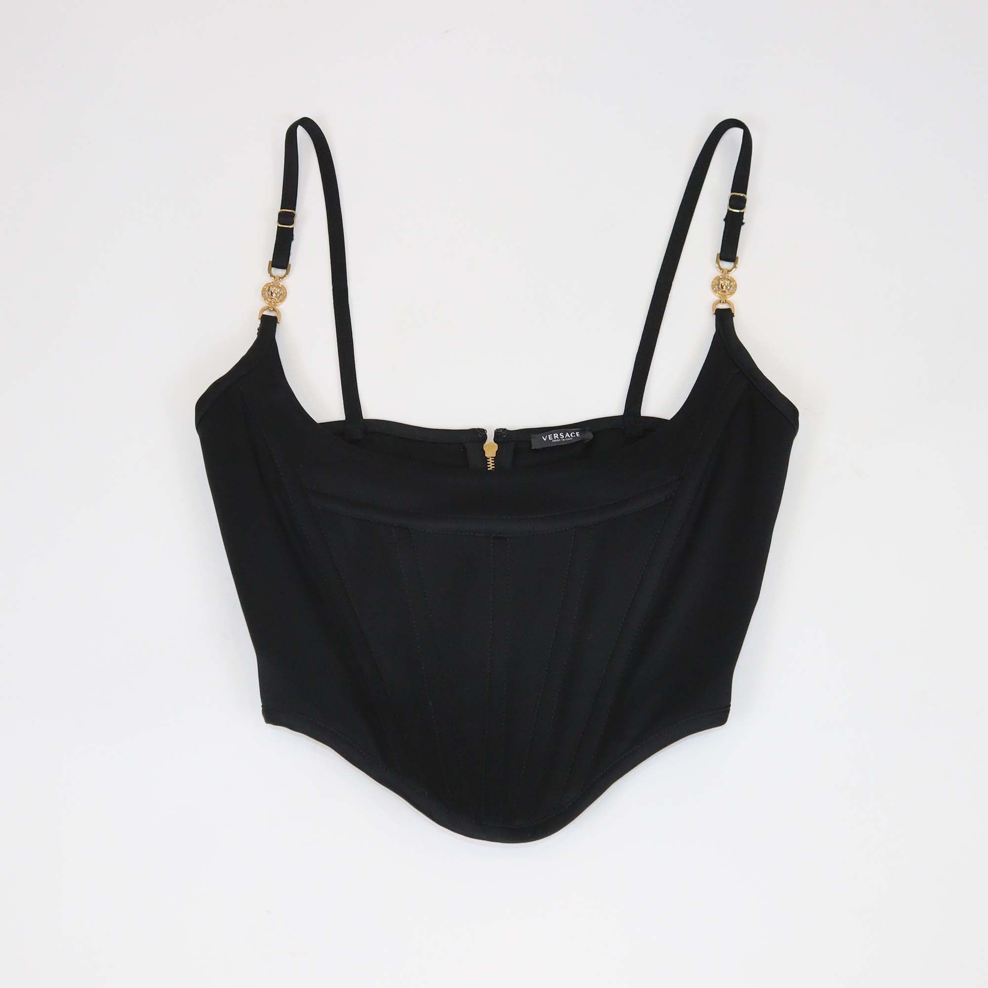 Versace Black Satin Medusa 95 Corset Top