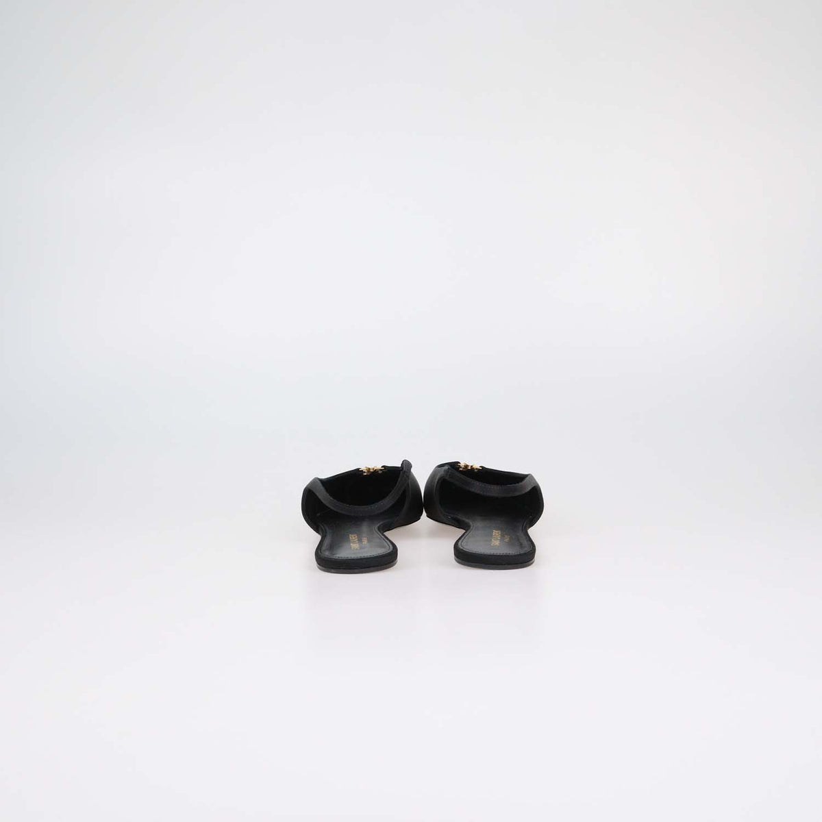 Saint Laurent Black Satin Babylone Slingback Flats