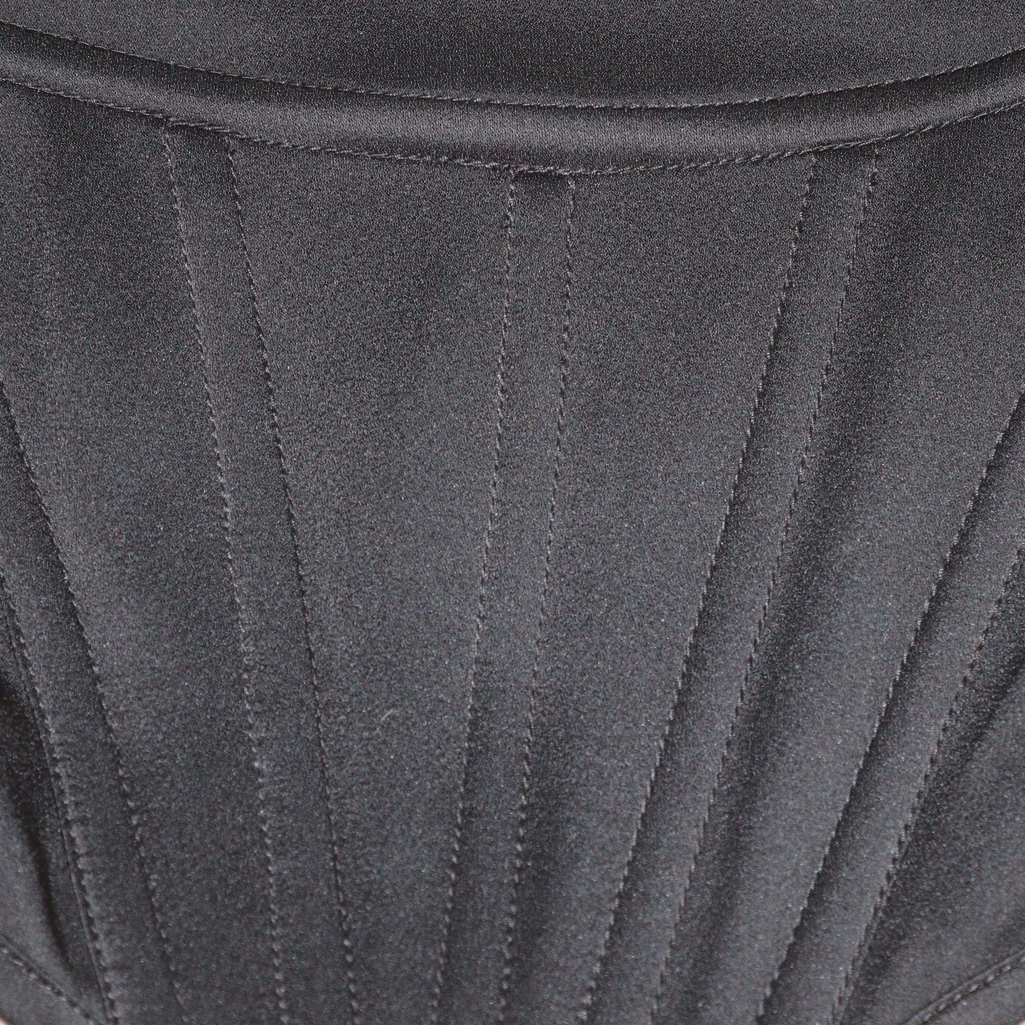 Versace Black Satin Medusa 95 Corset Top