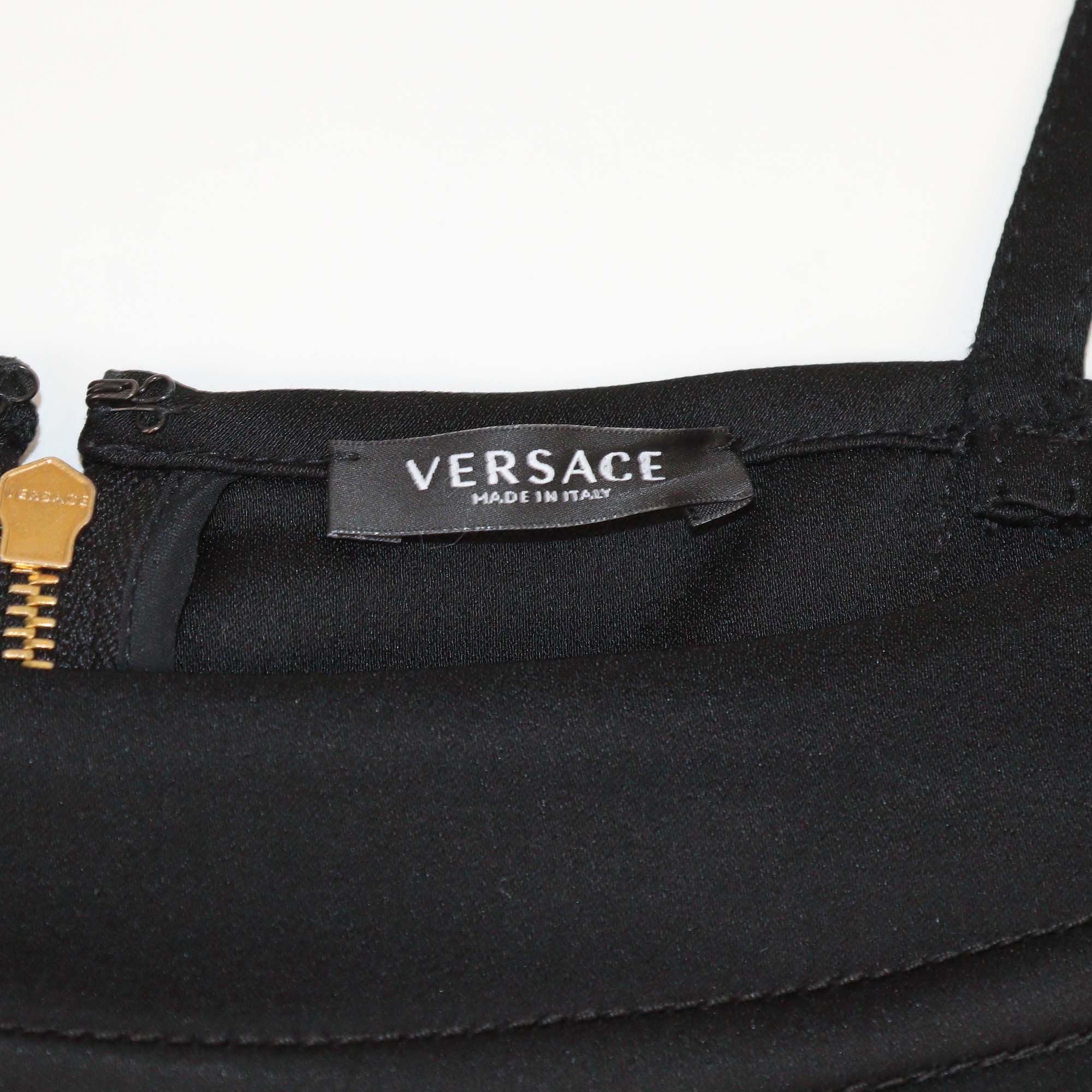 Versace Black Satin Medusa 95 Corset Top