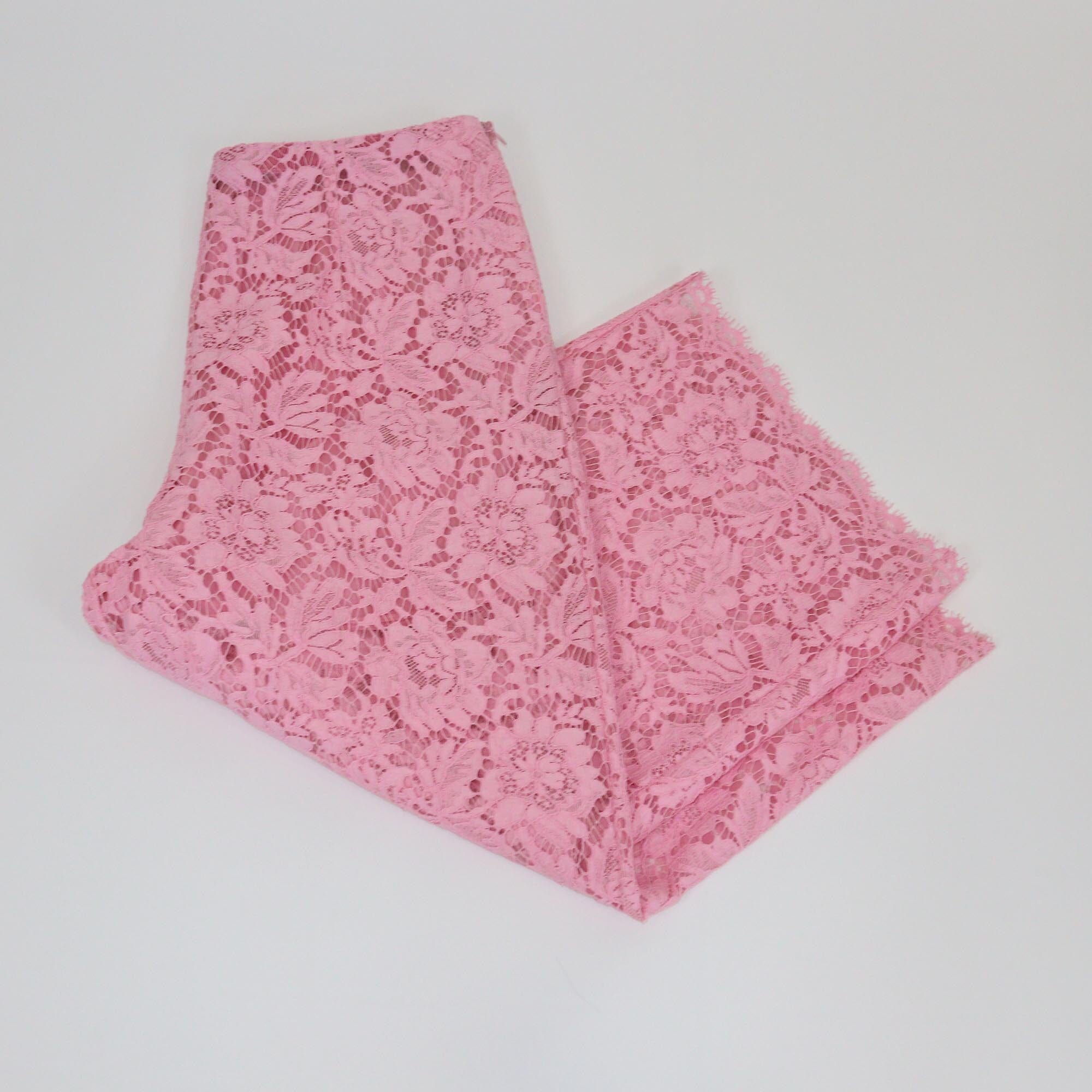 Valentino Pink Floral Lace Wide Leg Pants Womens Valentino