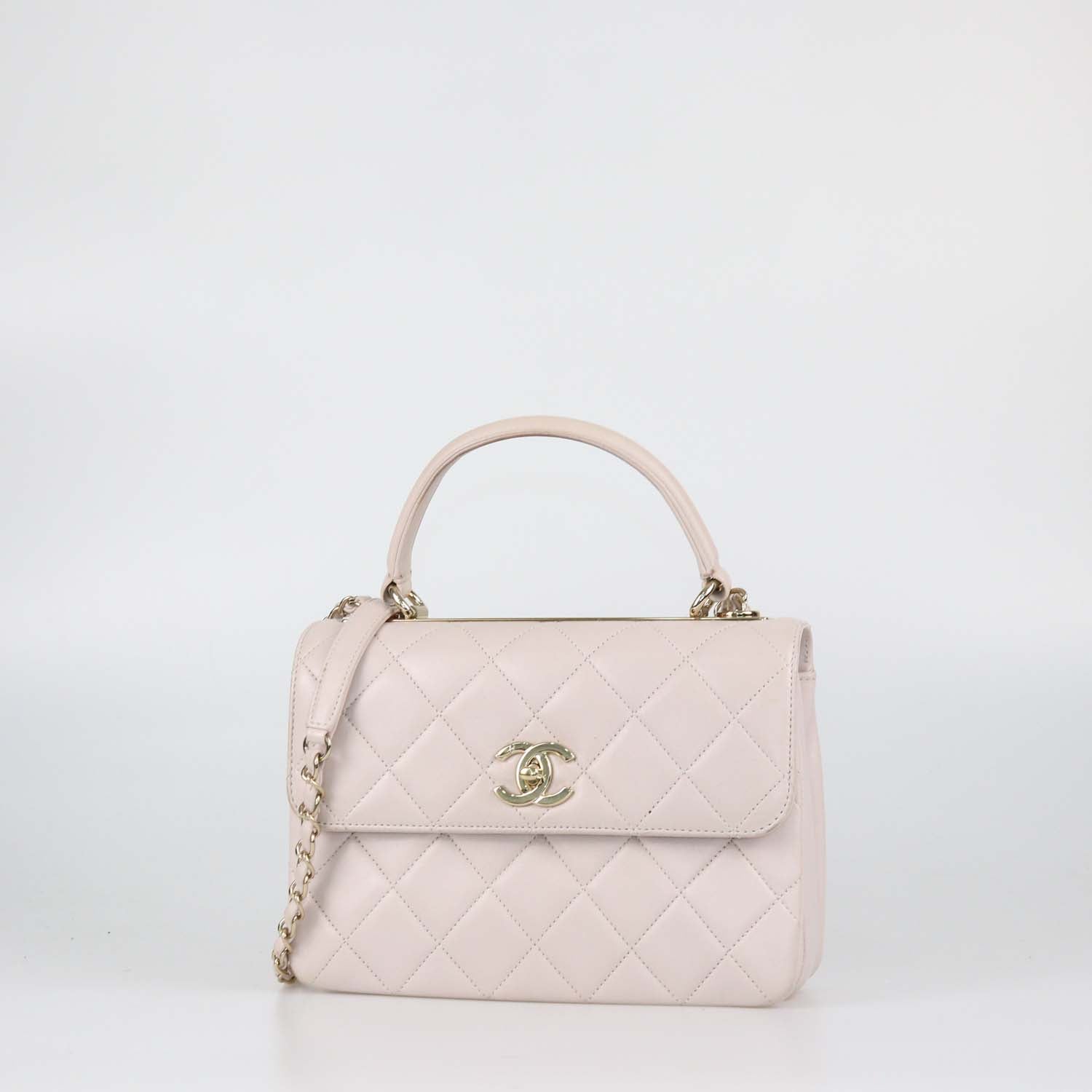 Chanel Light Beige Quilted Leather Small Trendy CC Top Handle Bag