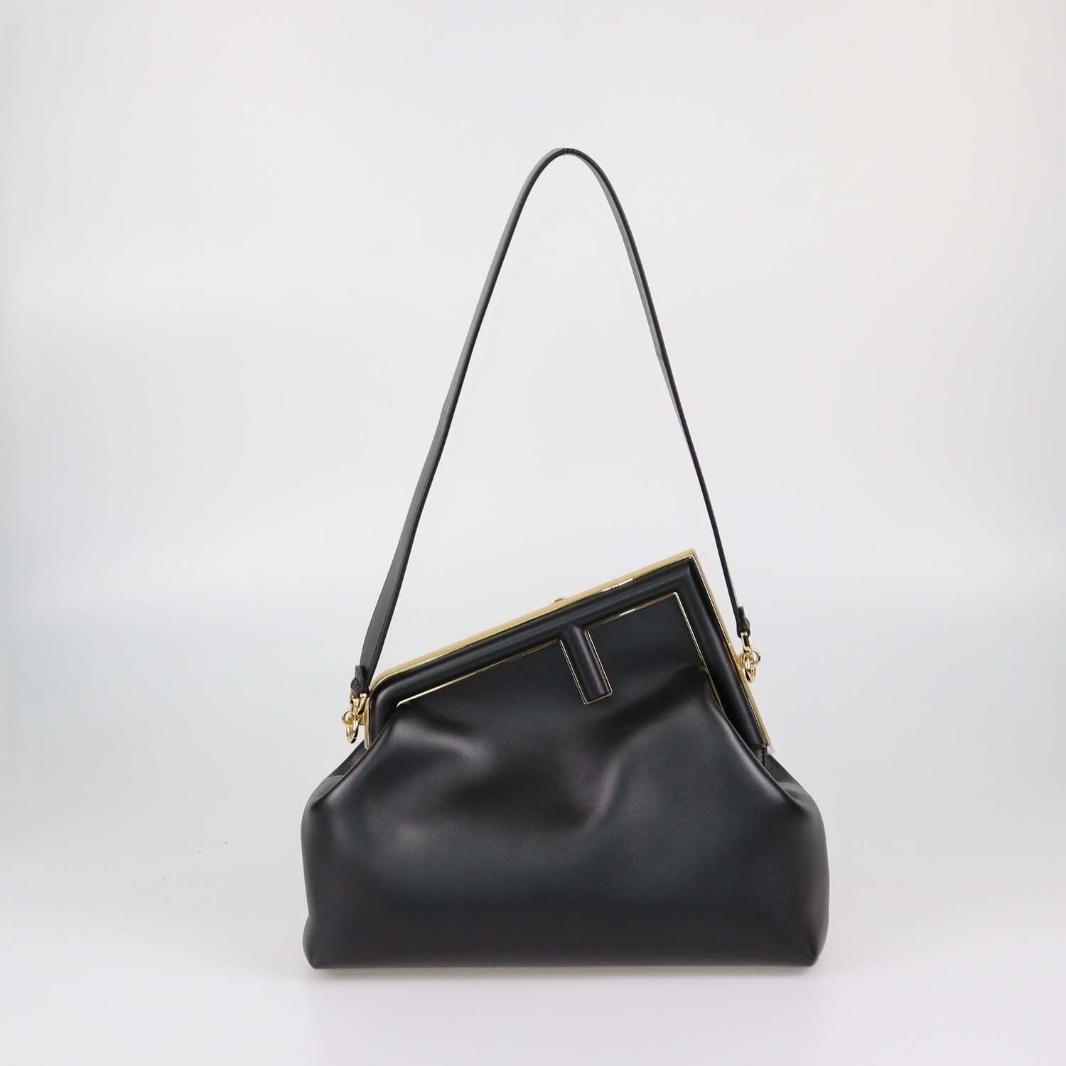 Fendi Black Leather Medium First Shoulder Bag