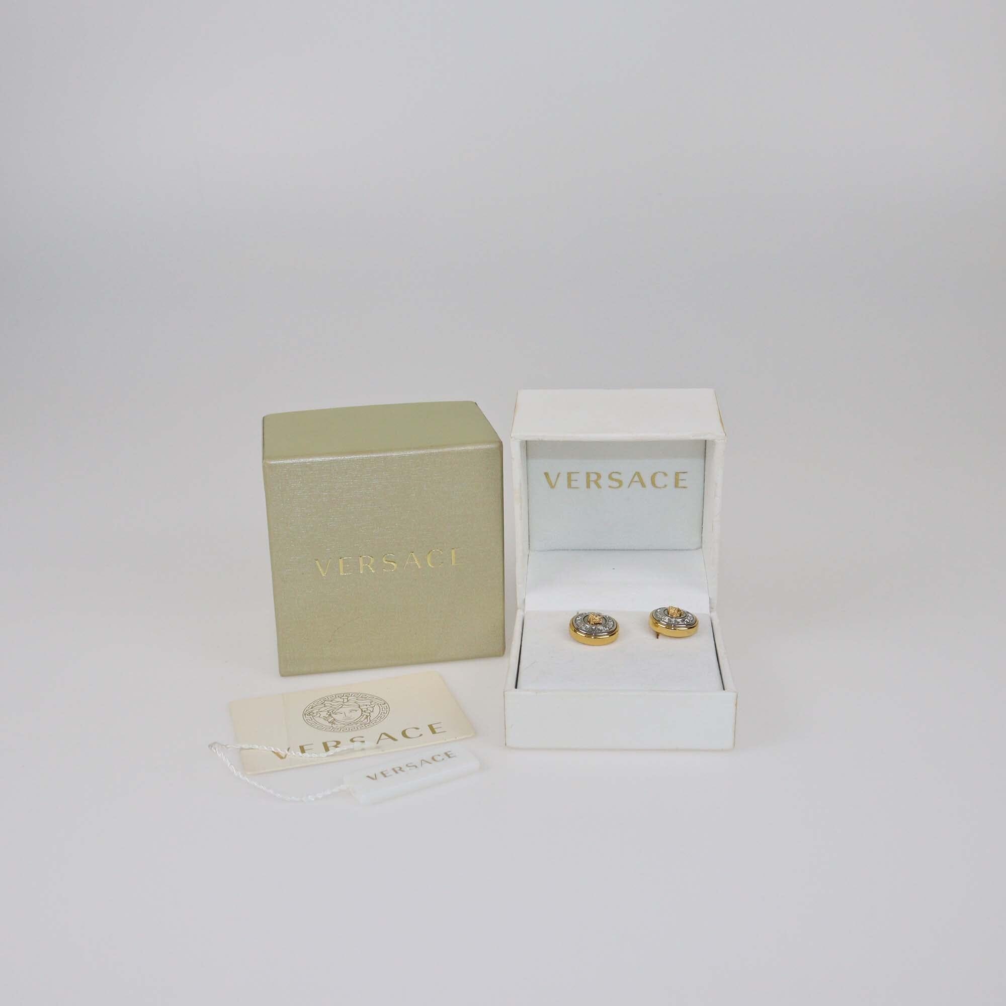 Gianni Versace Two-Tone Vanitas Stud Earrings Womens Versace