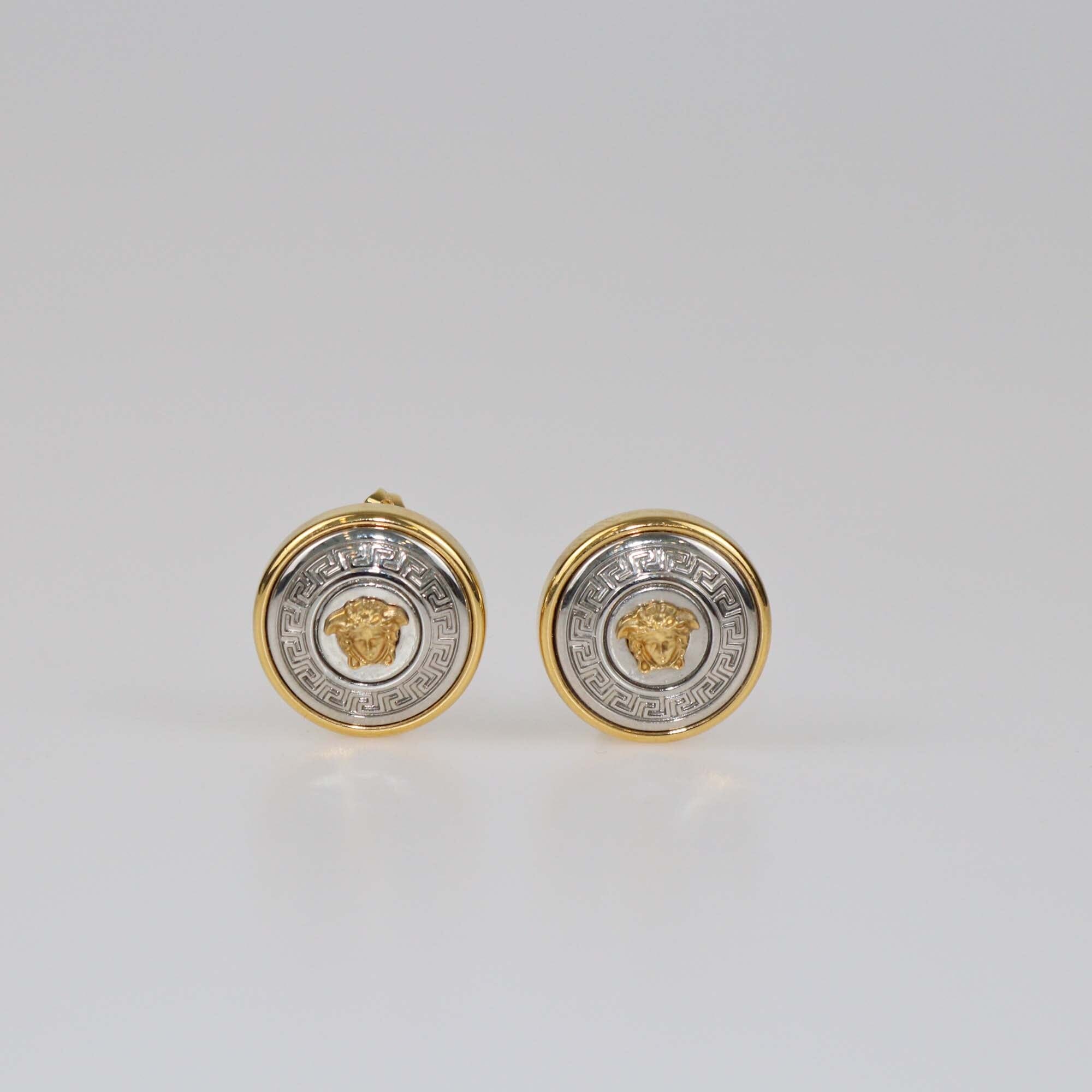 Gianni Versace Two-Tone Vanitas Stud Earrings Womens Versace