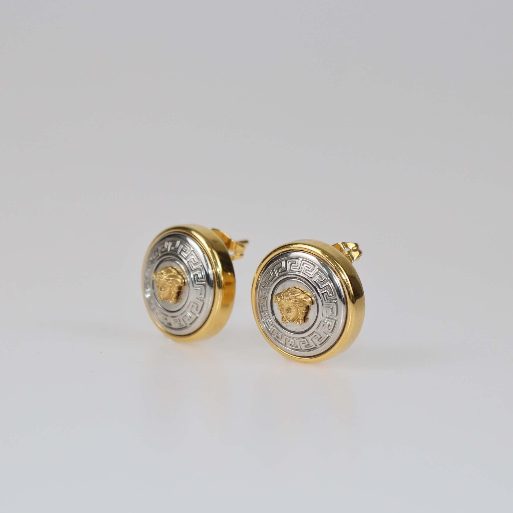 Gianni Versace Two-Tone Vanitas Stud Earrings Womens Versace