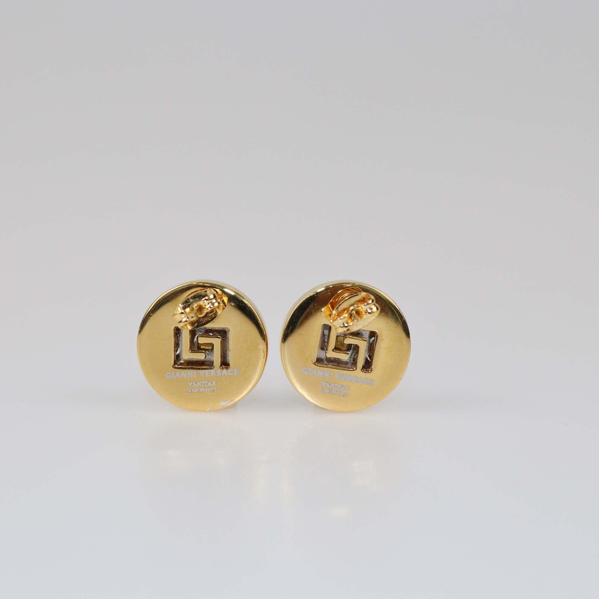Gianni Versace Two-Tone Vanitas Stud Earrings Womens Versace