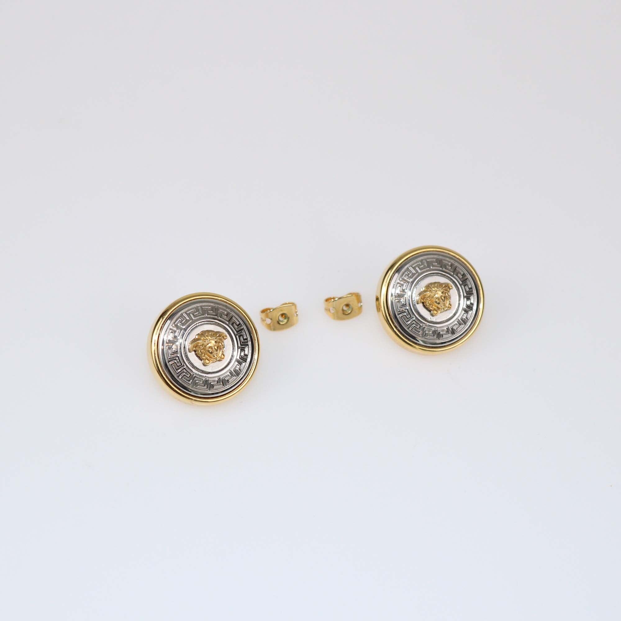 Gianni Versace Two-Tone Vanitas Stud Earrings Womens Versace