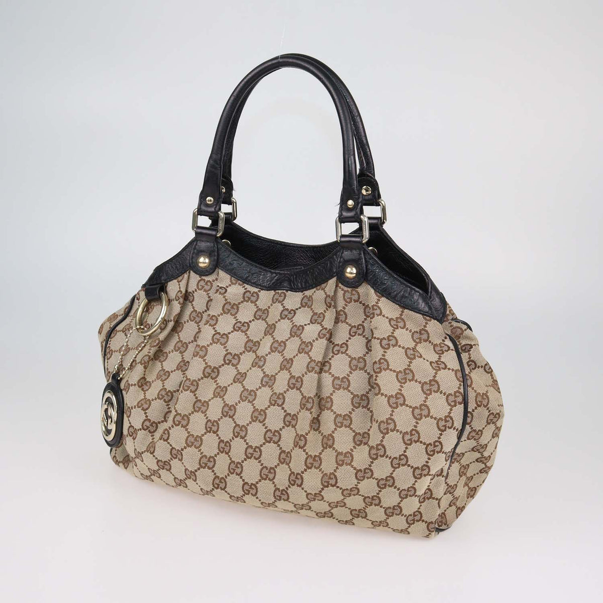 Gucci Beige,Black GG Canvas Medium Sukey Tote