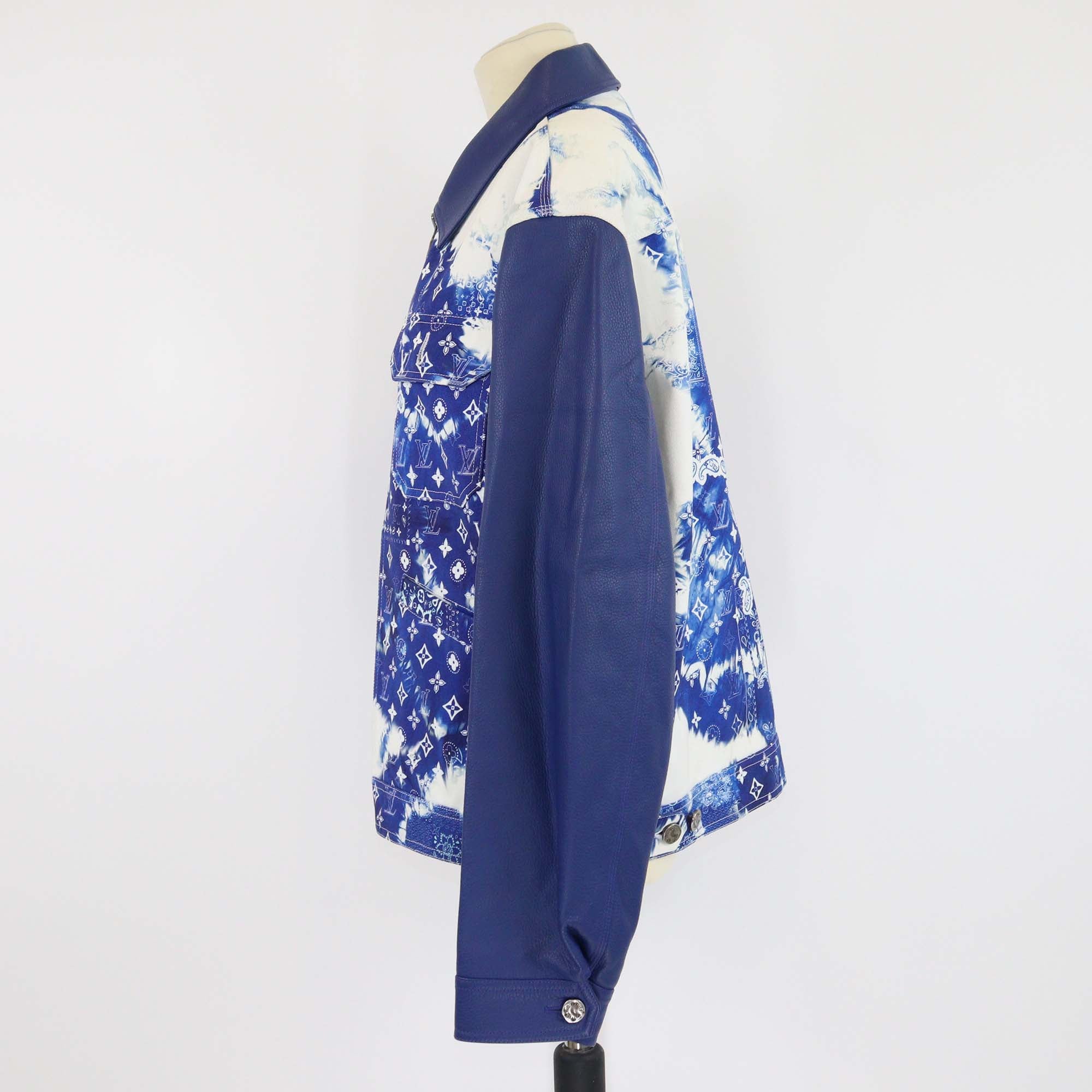 Louis Vuitton Blue Monogram Bandana Mixed Canvas and Leather Jacket