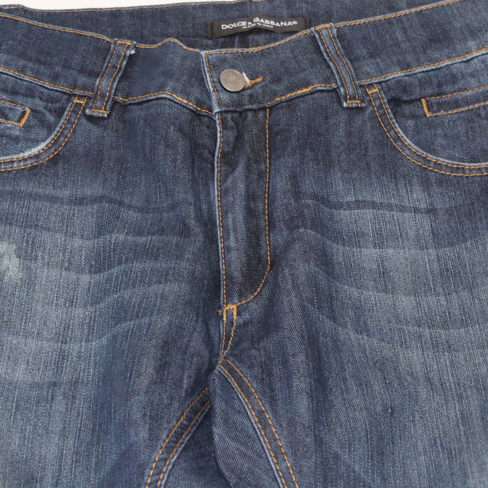 Dolce & Gabbana Wash Navy Blue Denim Straight Leg Pants