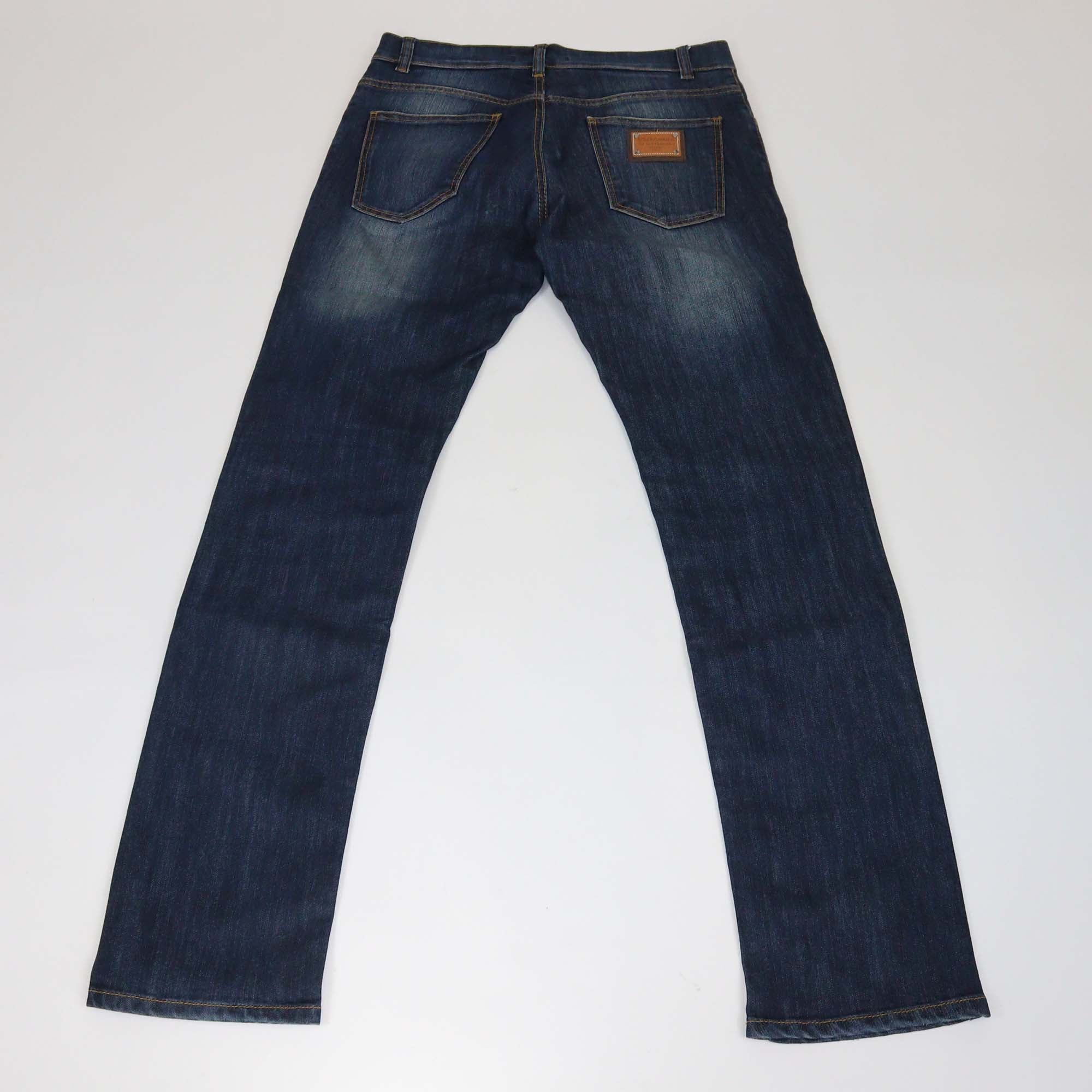 Dolce & Gabbana Wash Navy Blue Denim Straight Leg Pants