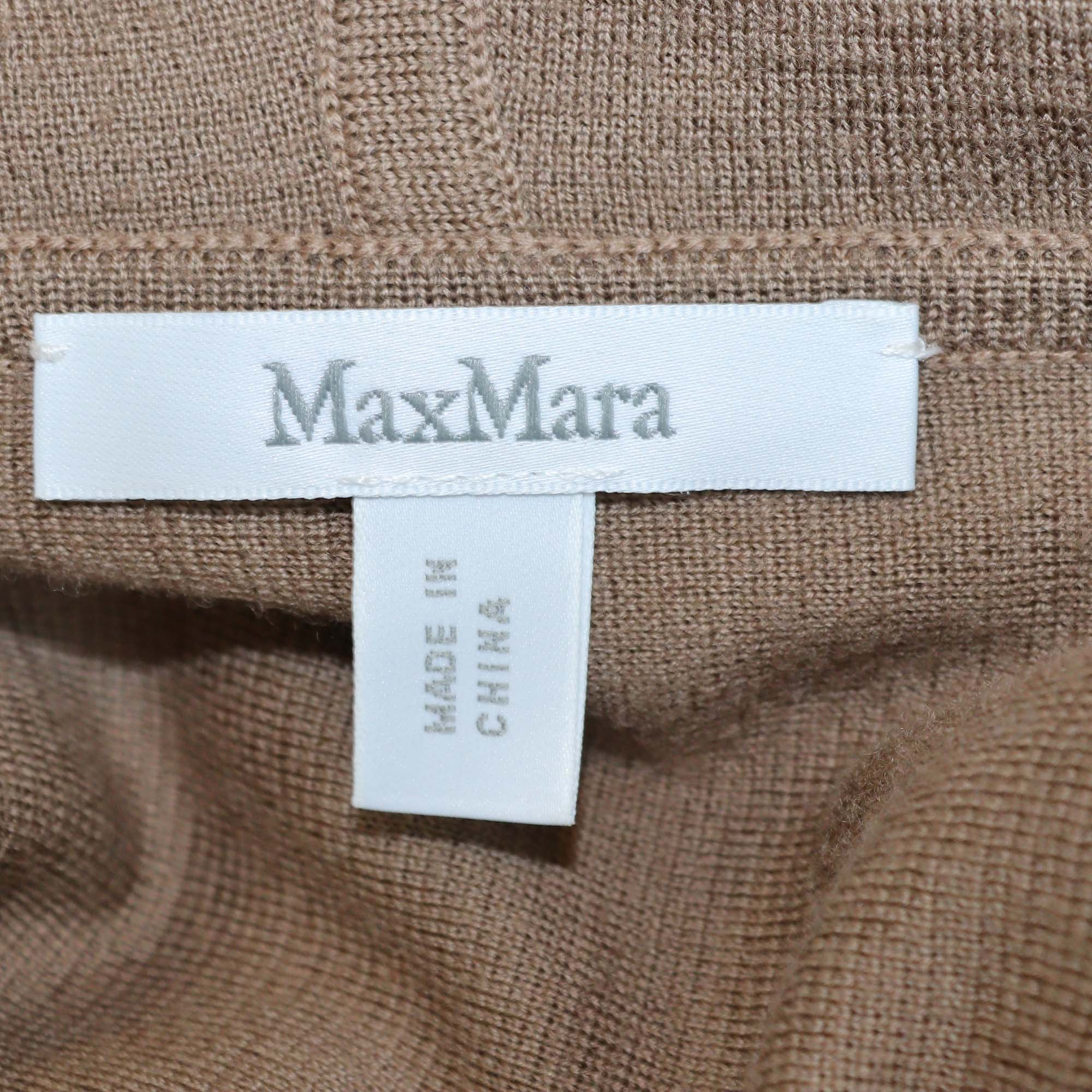 Max Mara Beige Wool Hooded Cardigan Coat
