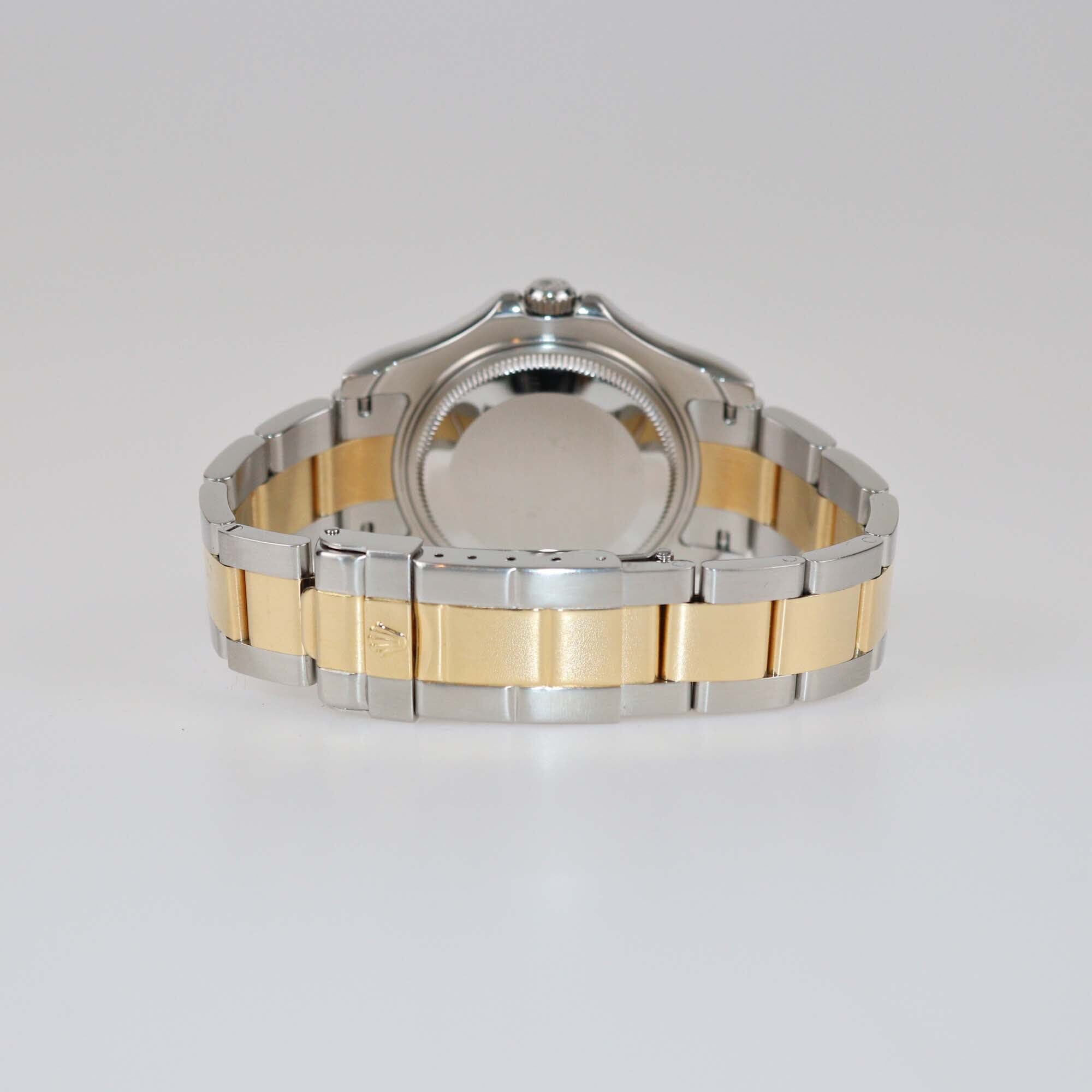 Rolex White Dial 18K Yellow Gold Oyster Steel Yacht-Master 168623-0016 Women's Wristwatch 35 mm Womens Rolex