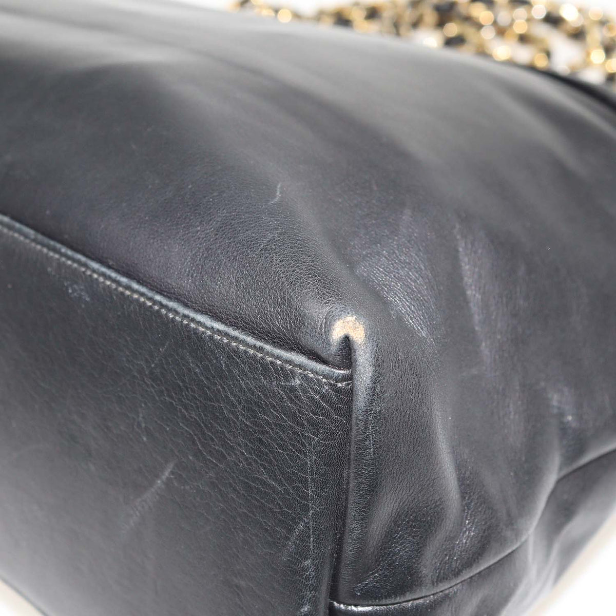 Chanel Black Quilted Leather Vintage Chain Tote