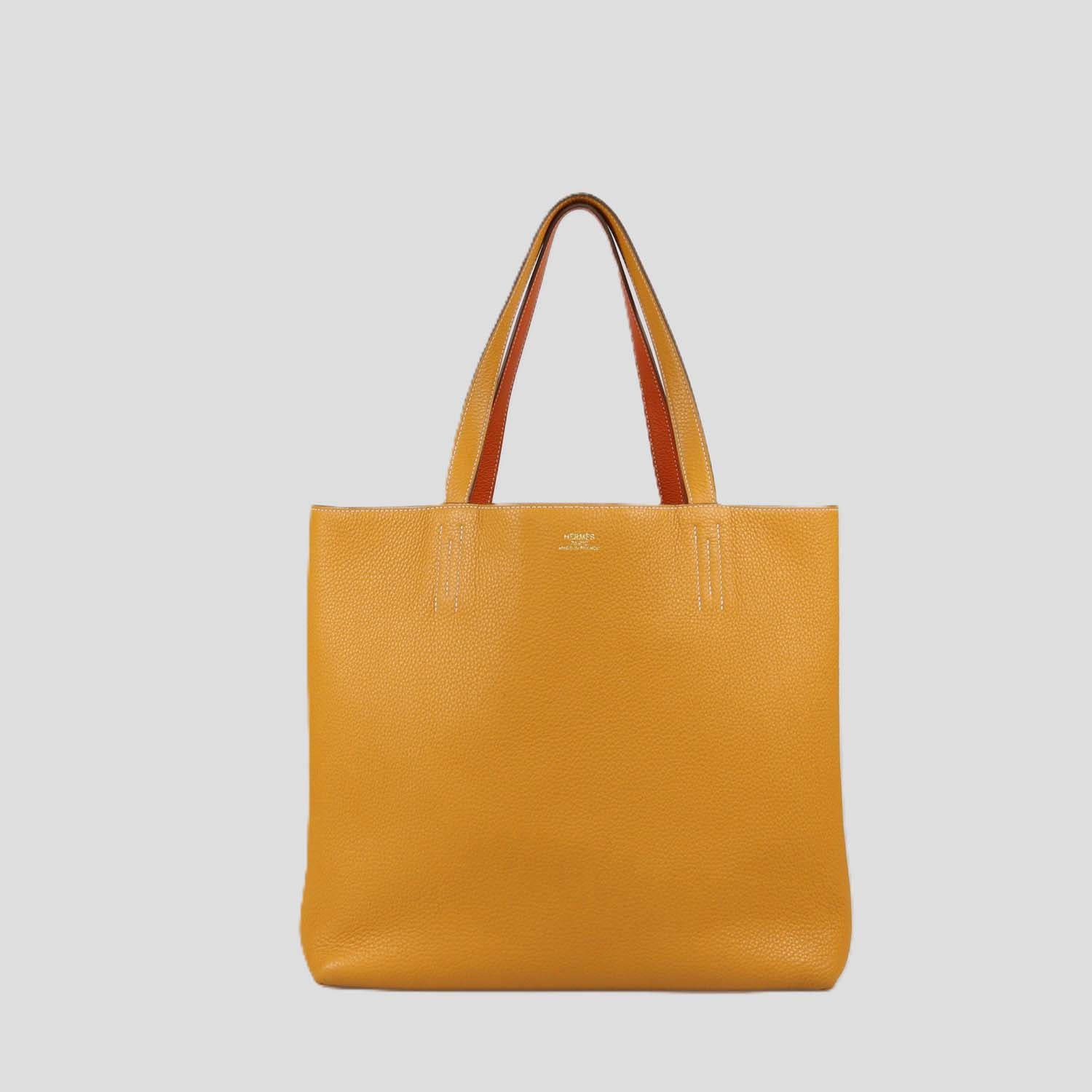 Hermes Orange Curry Clemence Leather Double Sens 36 Reversible Tote