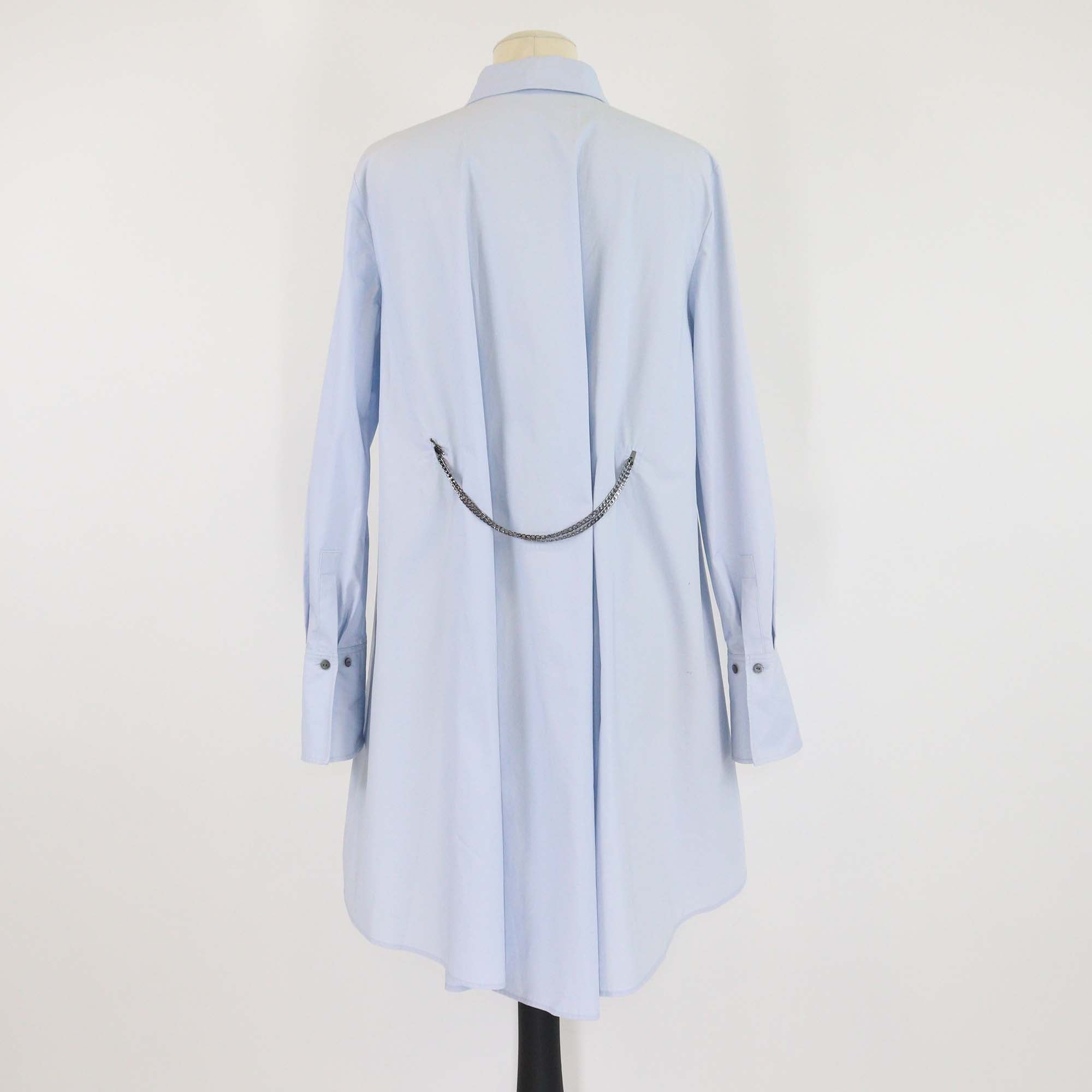 Karl Lagerfeld Light Blue Beaded Logo Poplin Long Shirt