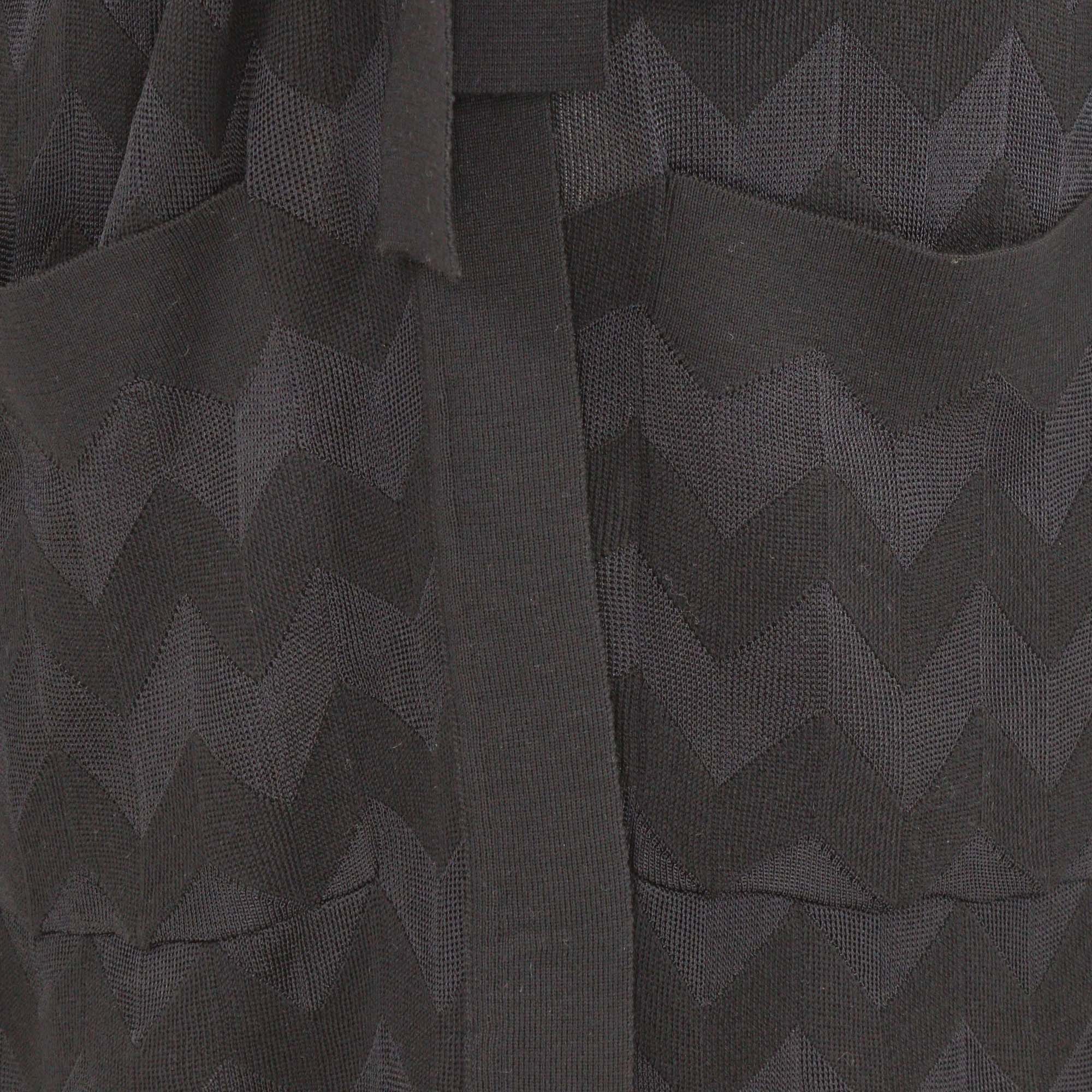 Missoni Black Chevron Cotton Blend Belted Cardigan