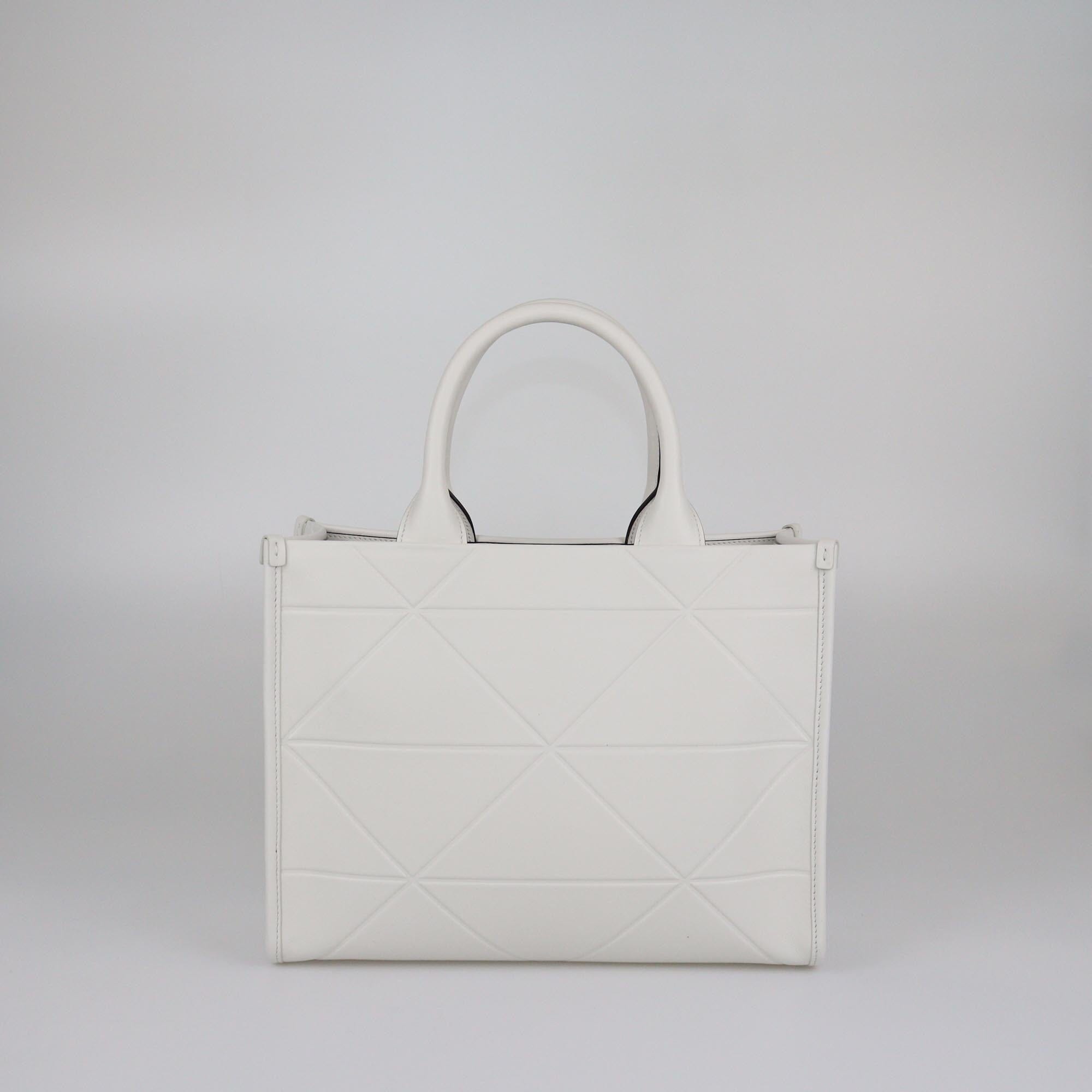 Prada White Quilted Medium Symbole Tote Womens Prada