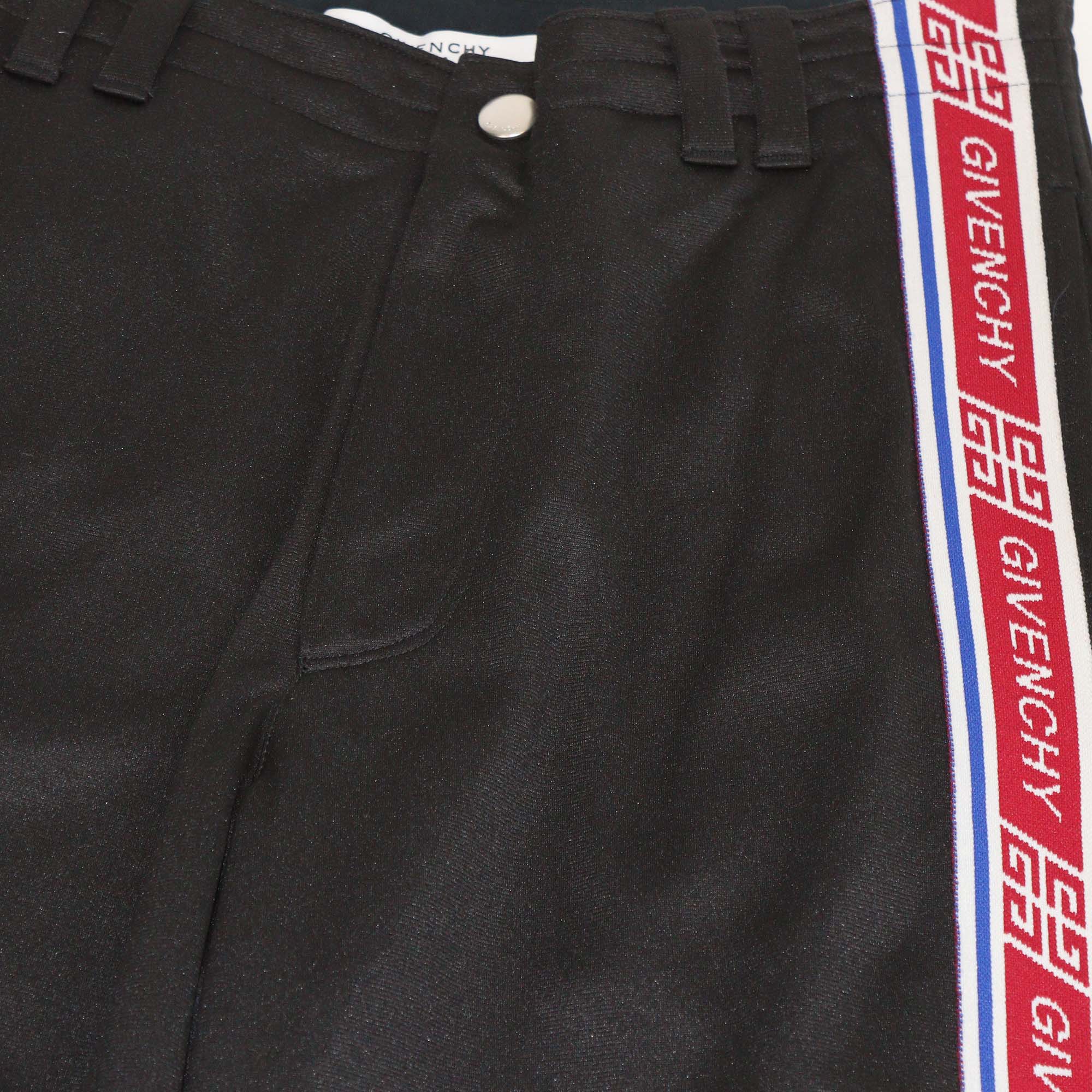 Givenchy Black Jersey Striped Side Logo Pants