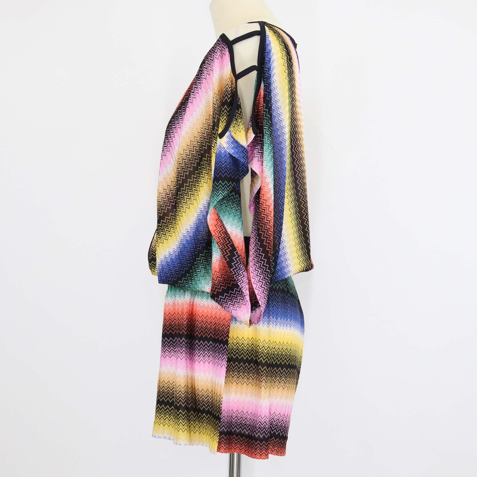 Missoni Mare Multicolor Chevron Knit Blend V-Neck Beach Dress