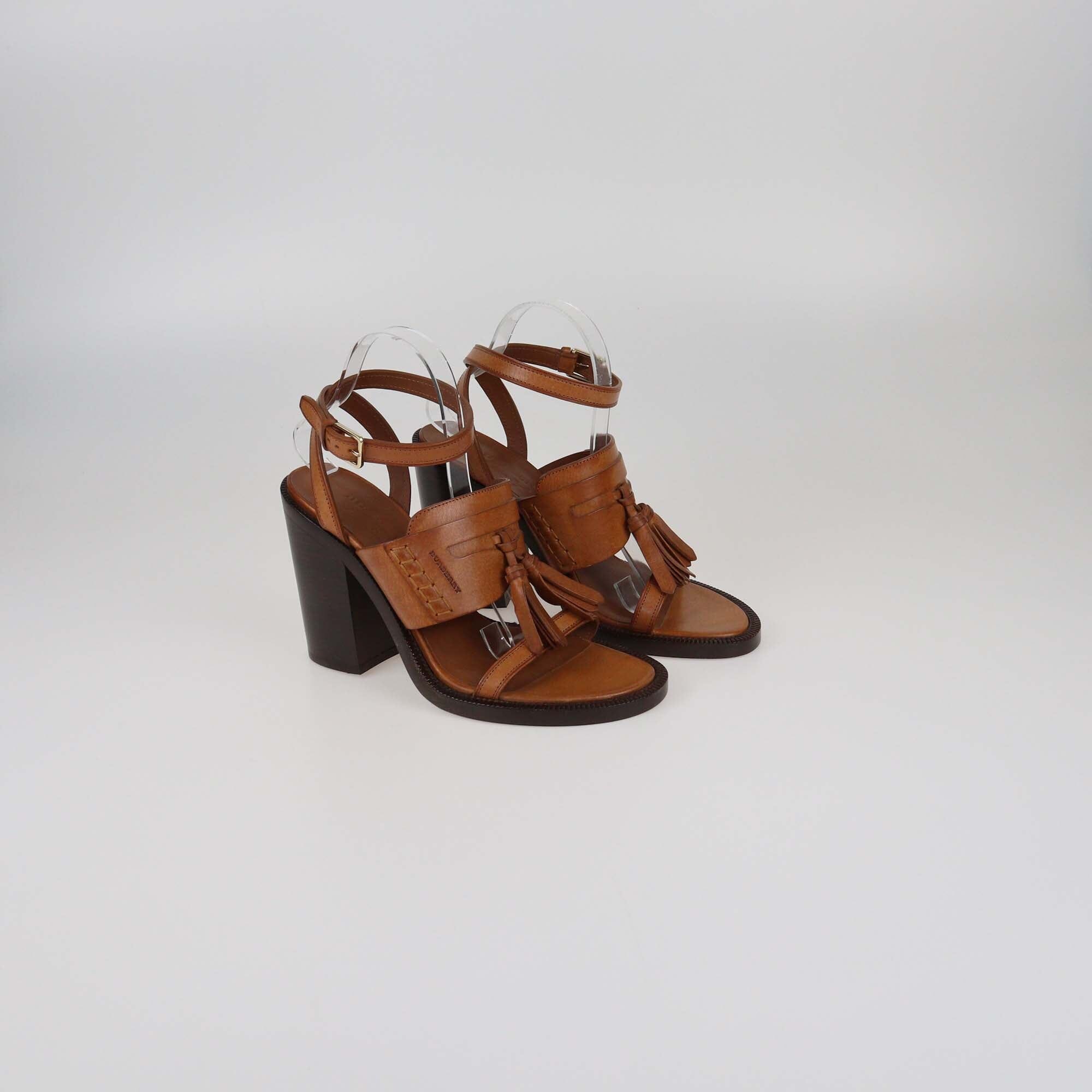 Burberry Amber Brown English Icons Bethany Sandals Womens Burberry