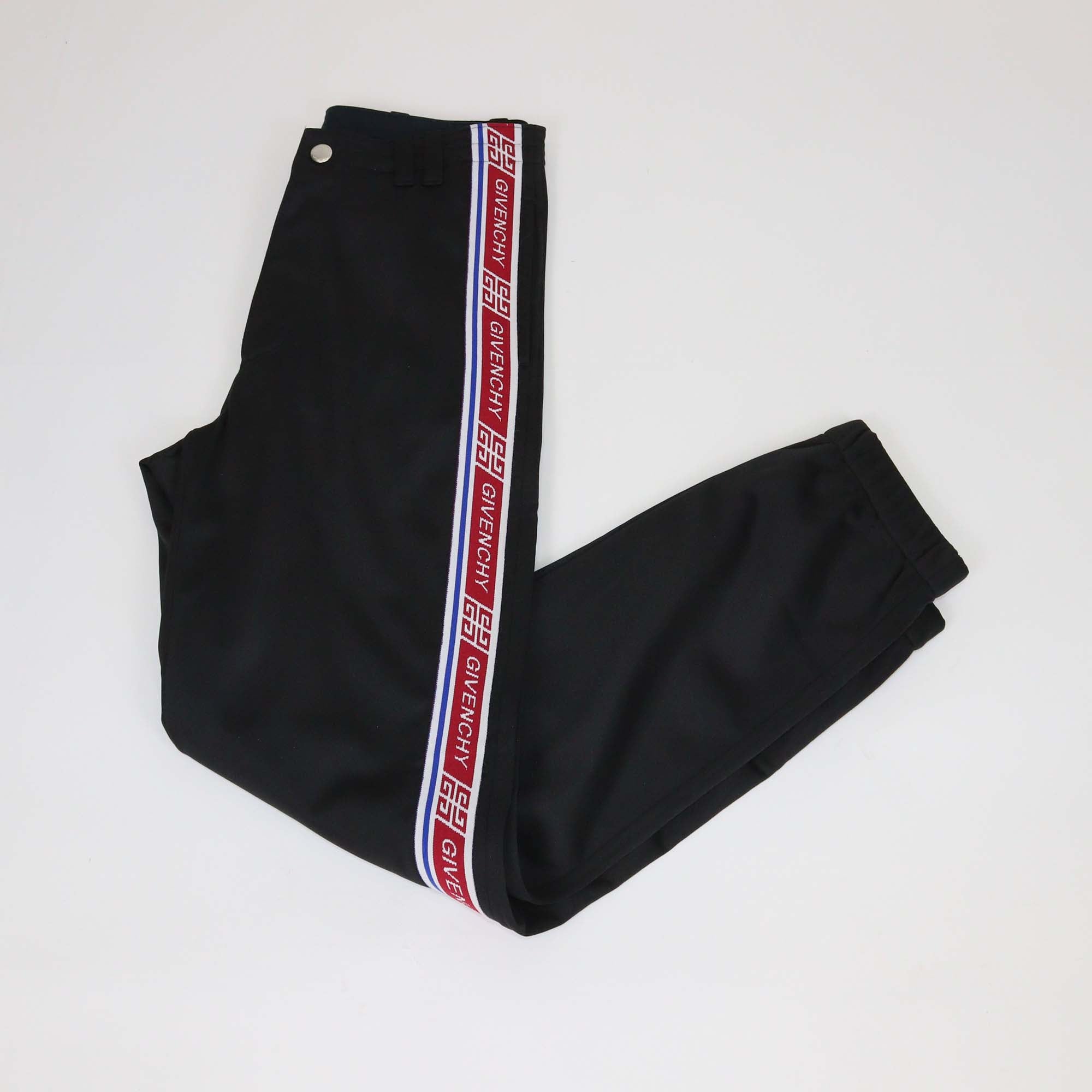 Givenchy Black Jersey Striped Side Logo Pants