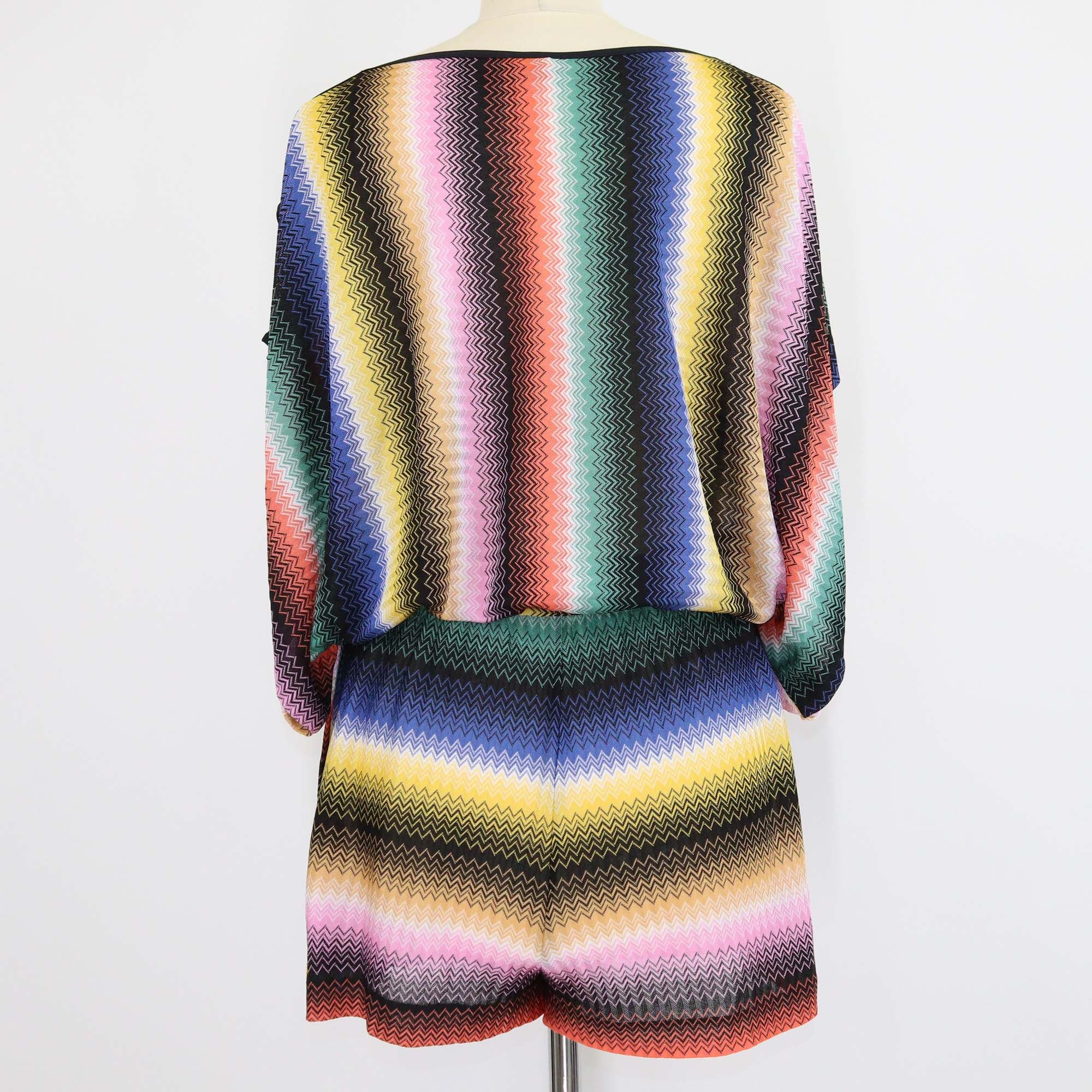 Missoni Mare Multicolor Chevron Knit Blend V-Neck Beach Dress
