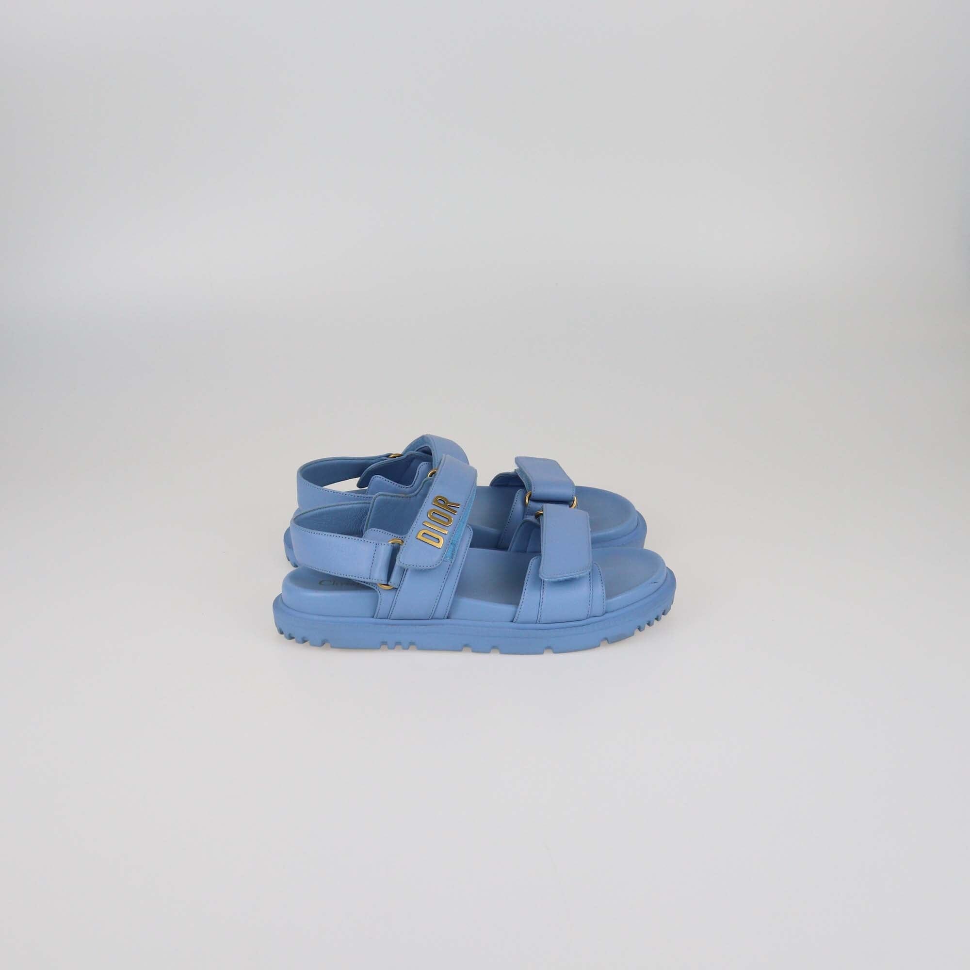 Christian Dior Light Blue Dioract Flat Sandals Womens Christian Dior