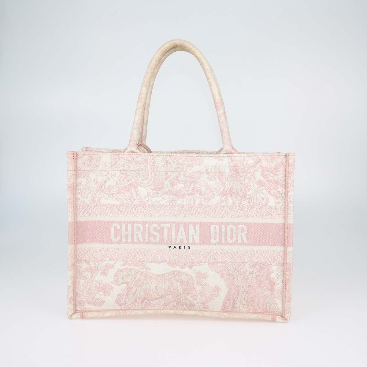 Christian Dior Pink Toile de Jouy Embroidery Medium Book Tote
