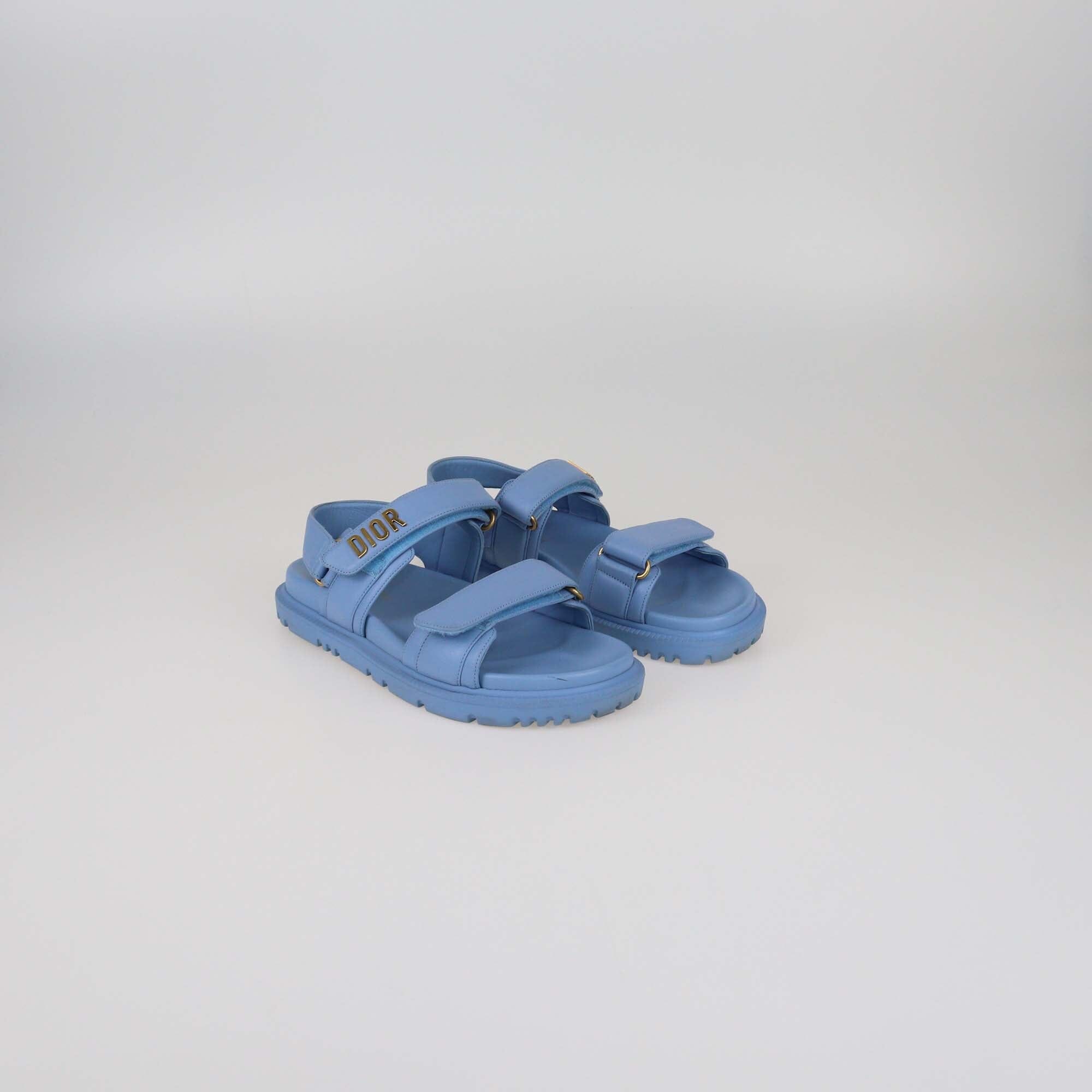 Christian Dior Light Blue Dioract Flat Sandals Womens Christian Dior