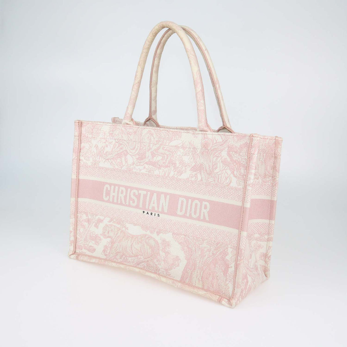 Christian Dior Pink Toile de Jouy Embroidery Medium Book Tote
