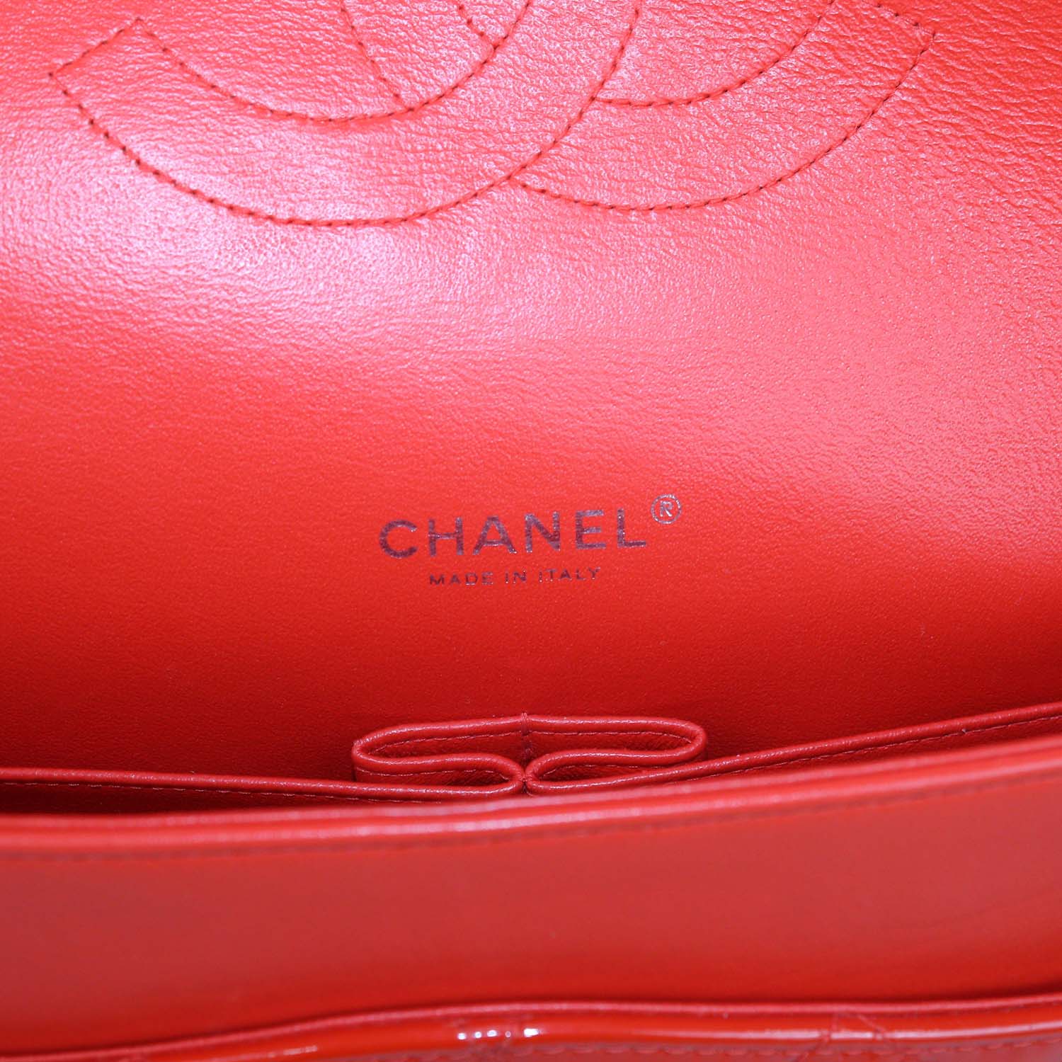 Chanel Coral Red Quilted Patent Leather Maxi Classic Double Flap Bag