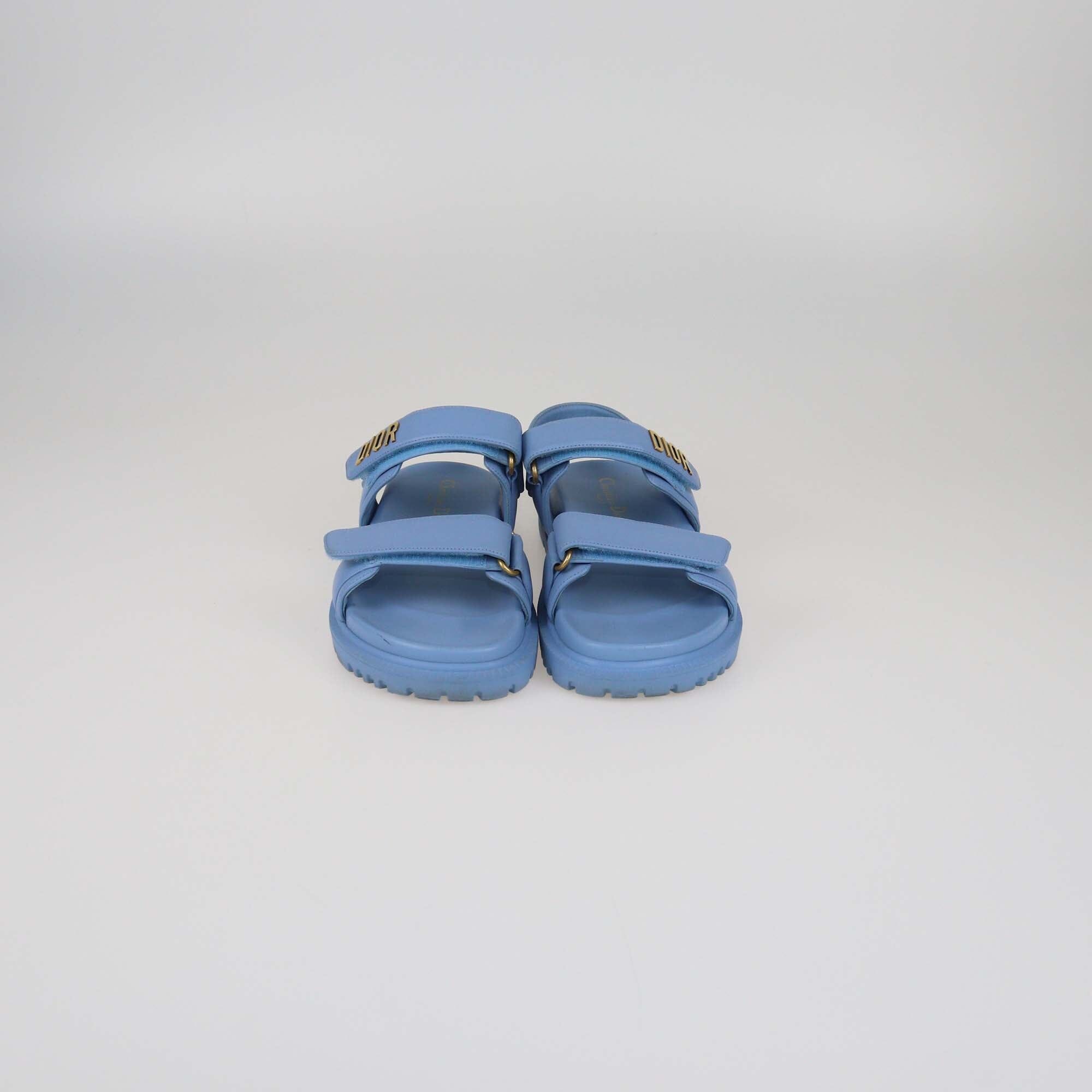 Christian Dior Light Blue Dioract Flat Sandals Womens Christian Dior