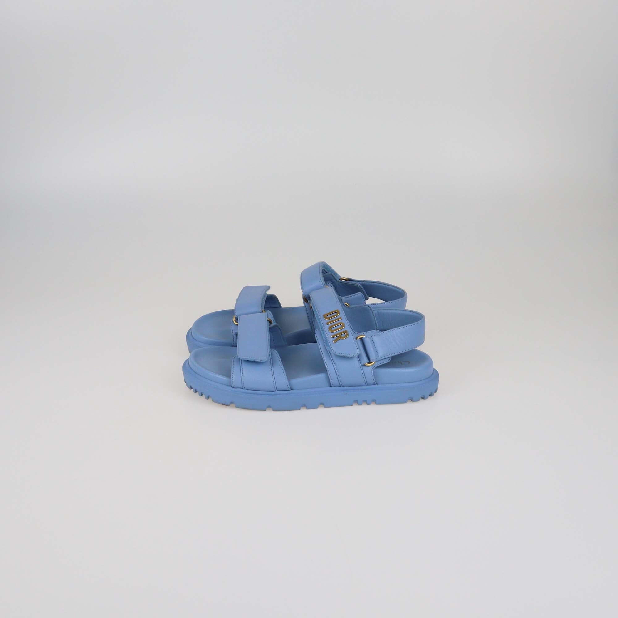 Christian Dior Light Blue Dioract Flat Sandals Womens Christian Dior