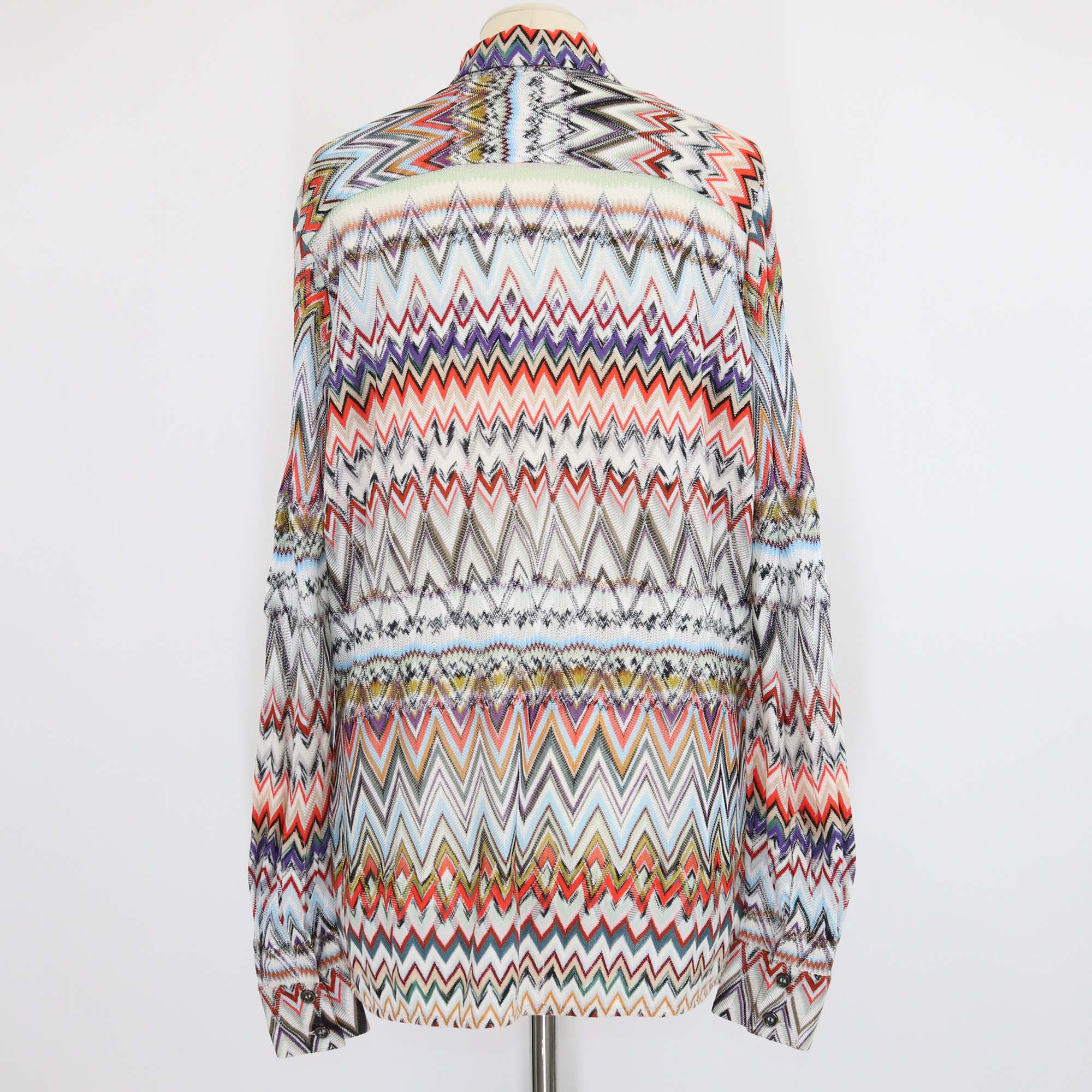 Missoni Multicolor Geometric Pattern Knit Blend Long Sleeve Shirt