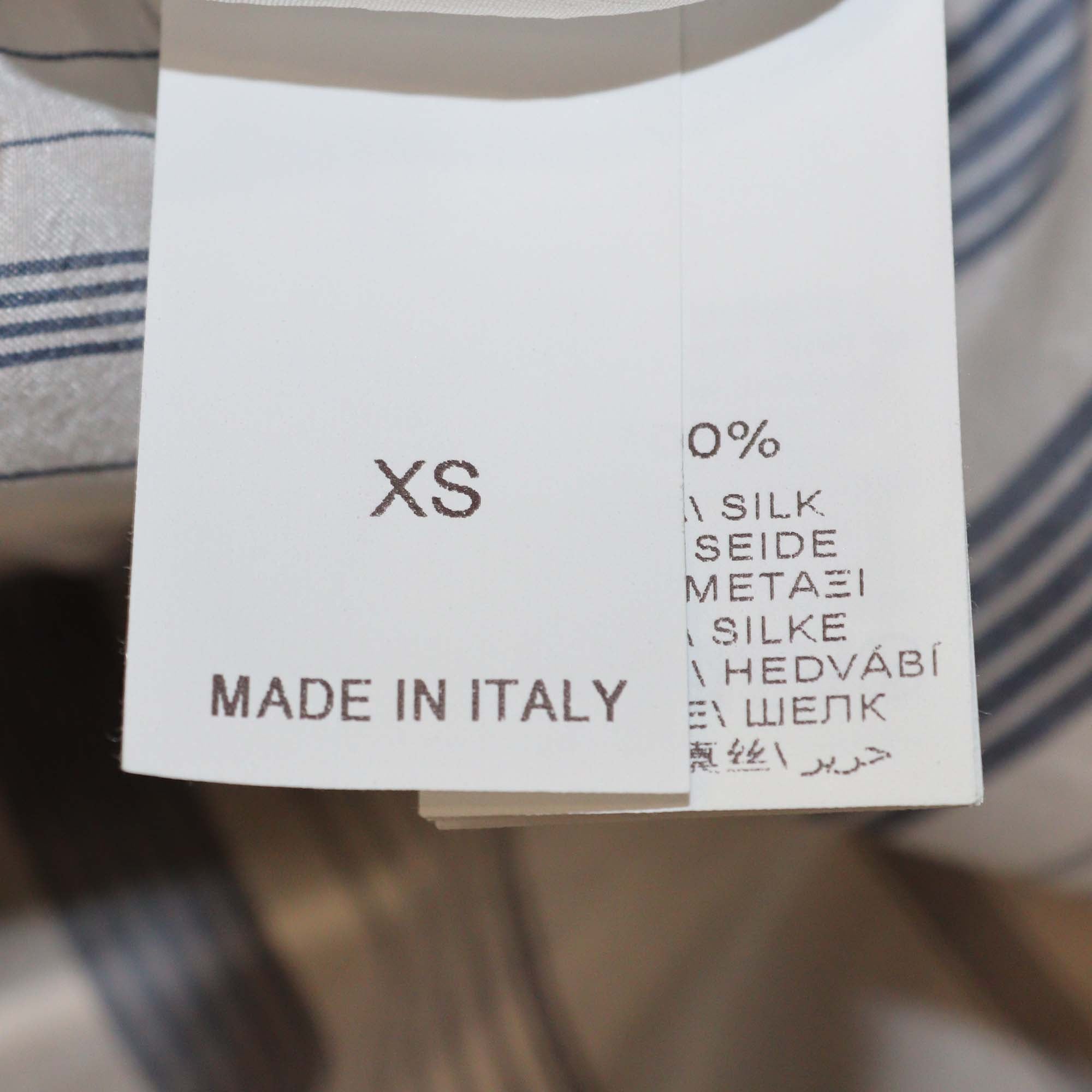 Brunello Cucinelli White/Blue Striped Silk Beaded Detail Long Sleeve Shirt