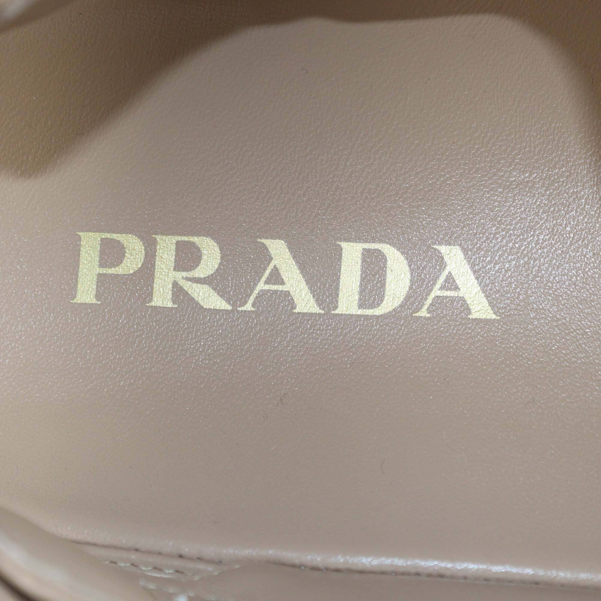 Prada Beige Quilted Flat Sandals Womens Prada